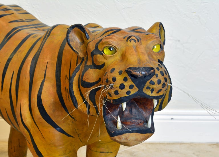 1960's Leather Wrapped Tiger Sculpture