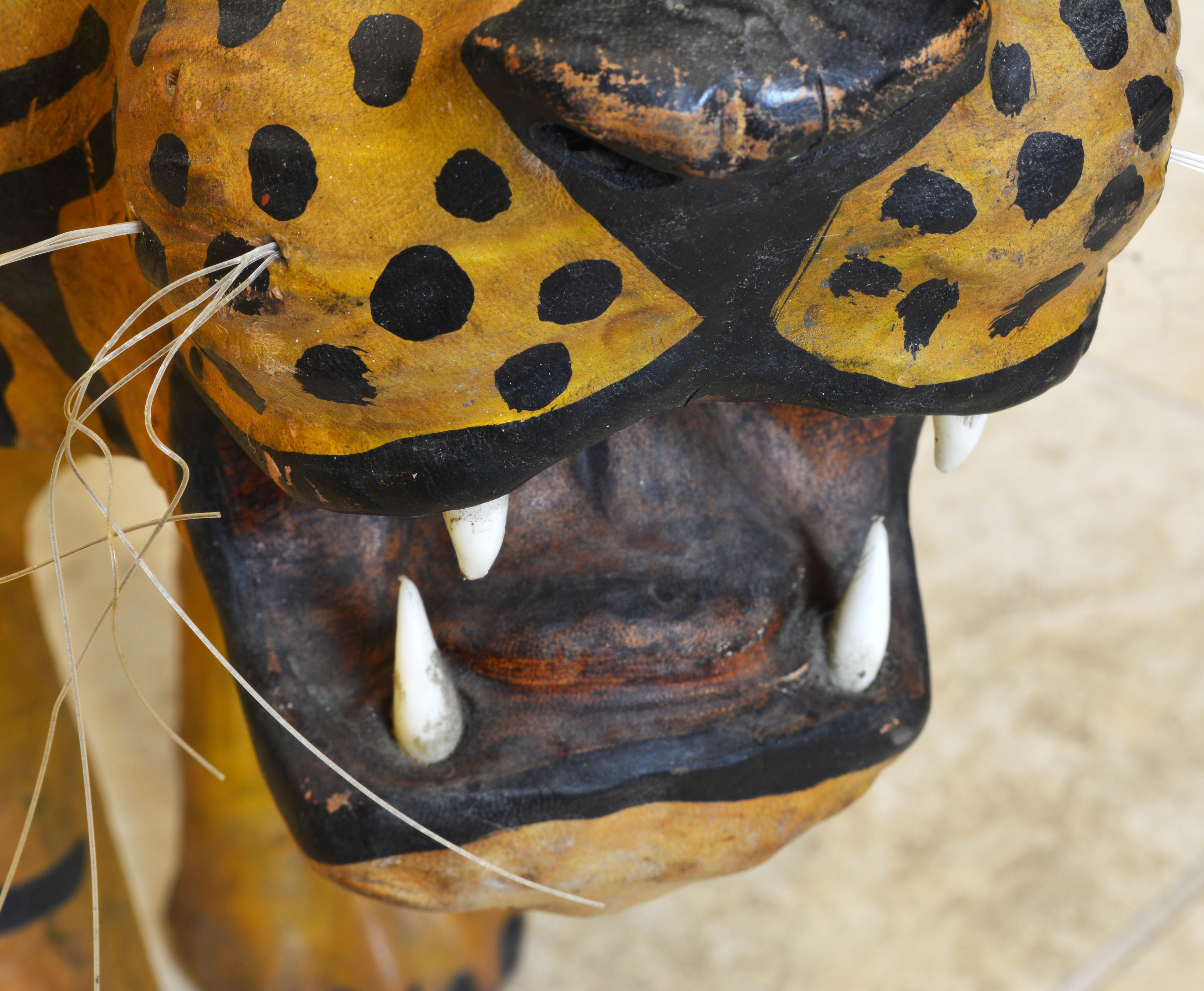 20th Century Exotic Huge Anglo Indian Leather Wrapped Sculpture of a Bengal Tiger