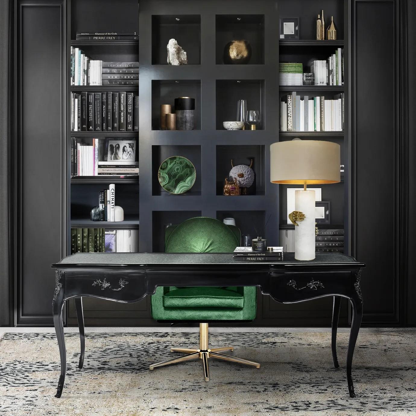 Contemporary Exotic Lacquer Top Ormolu Desk For Sale