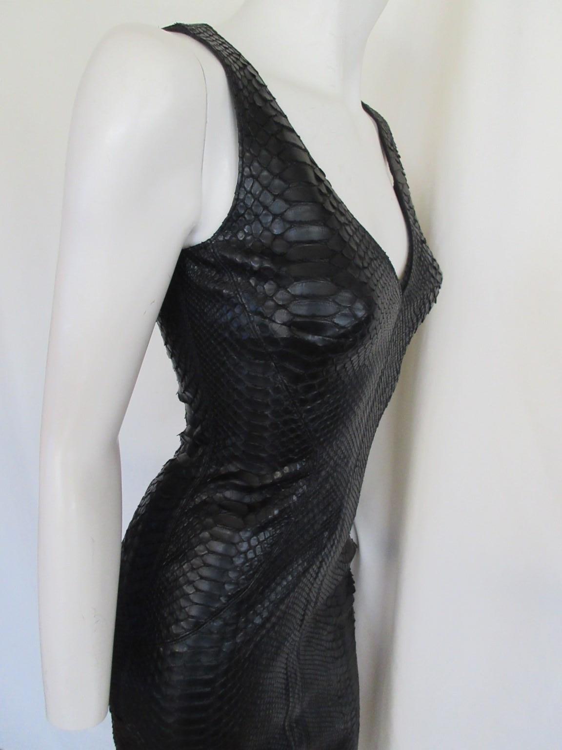 Exotic Leather Black Dress Stretch Small 6 For Sale 6
