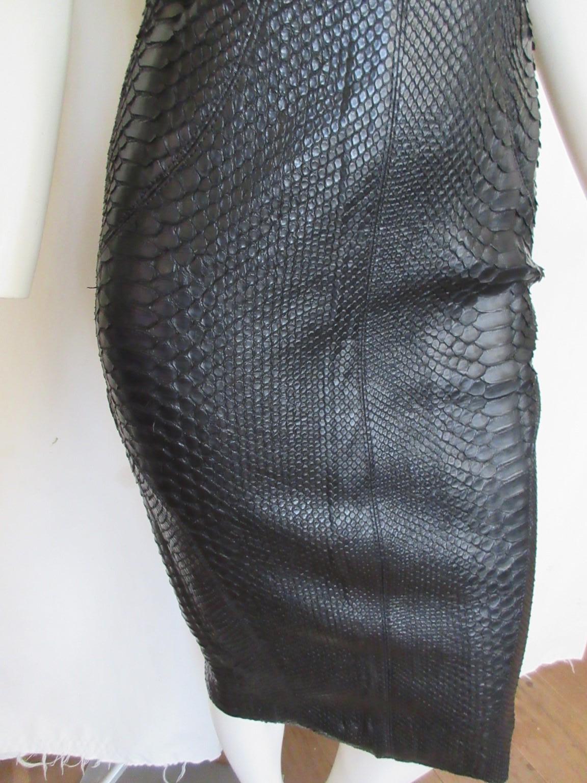 Exotic Leather Black Dress Stretch Small 6 In New Condition For Sale In Amsterdam, NL