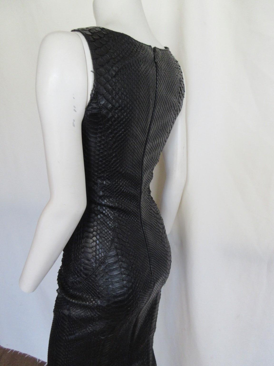 Women's or Men's Exotic Leather Black Dress Stretch Small 6 For Sale