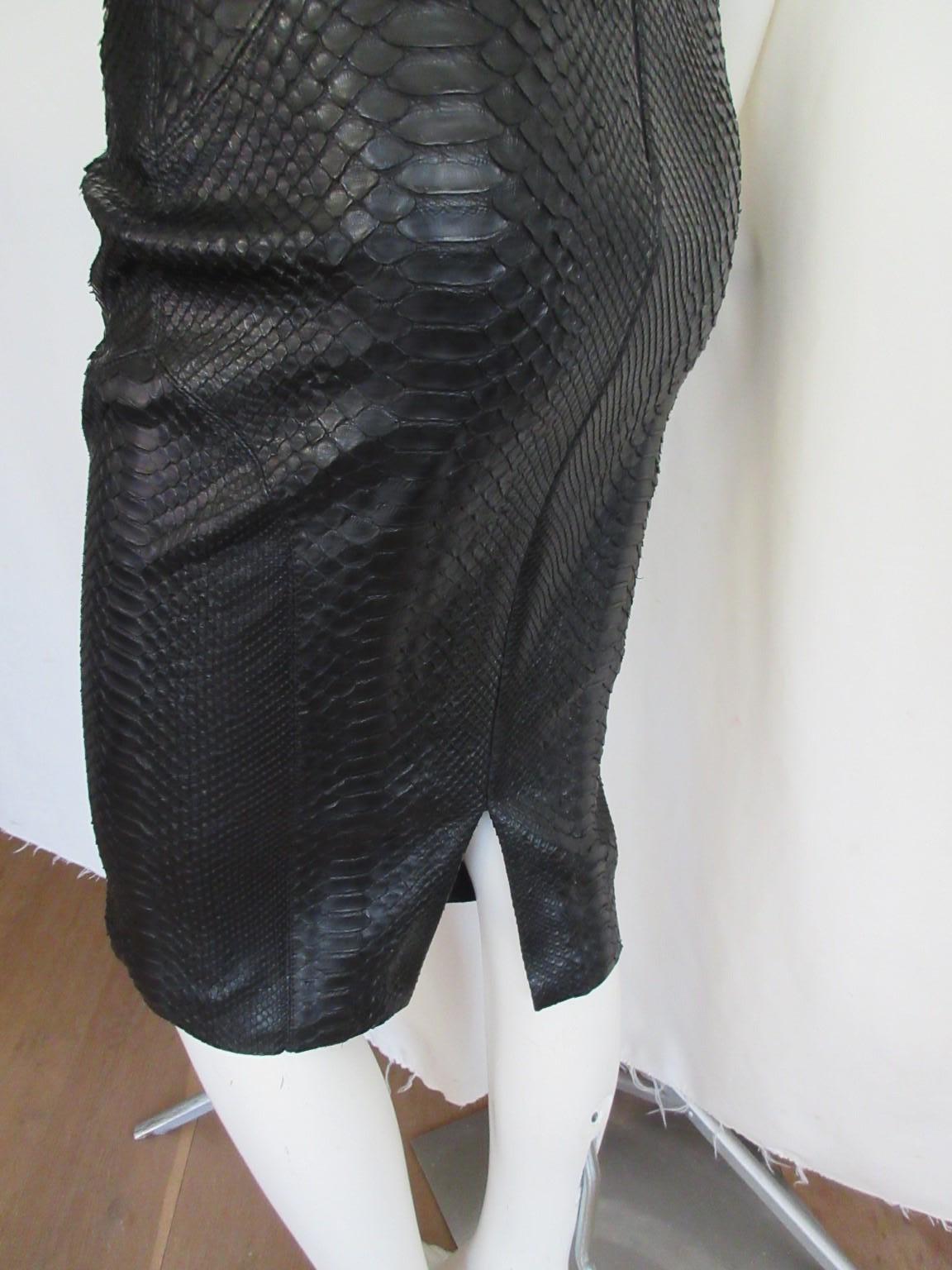 Exotic Leather Black Dress Stretch Small 6 For Sale 2