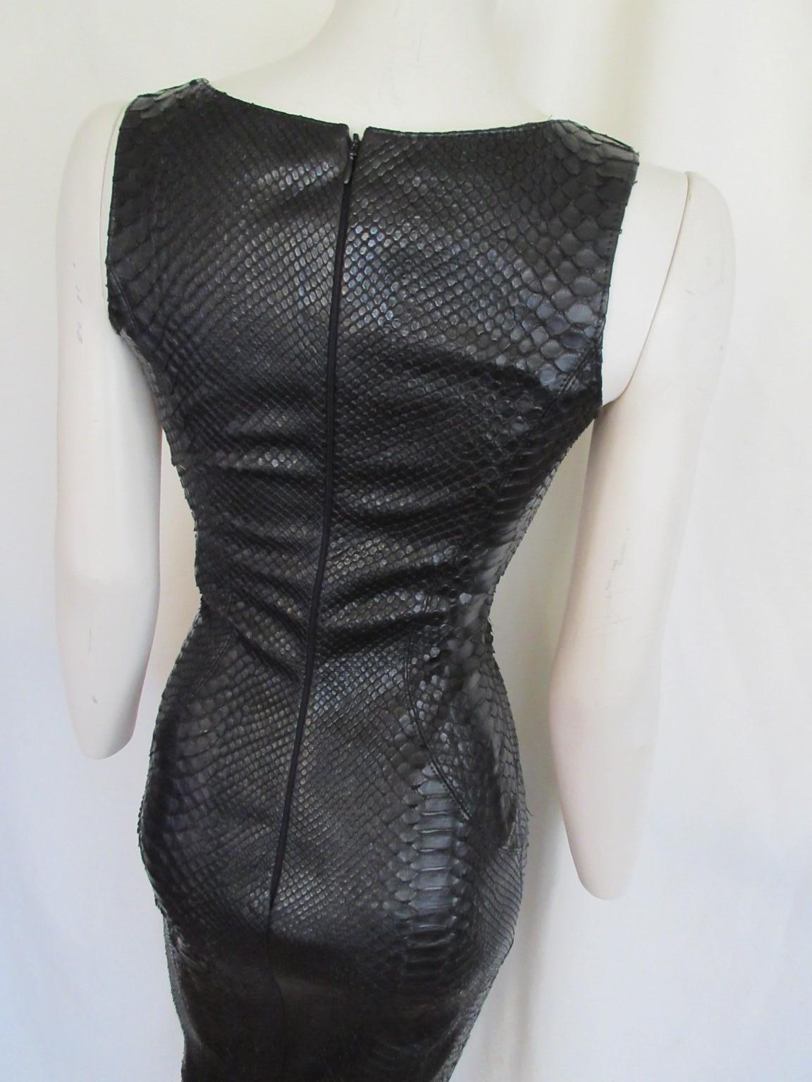 Exotic Leather Black Dress Stretch Small 6 For Sale 4