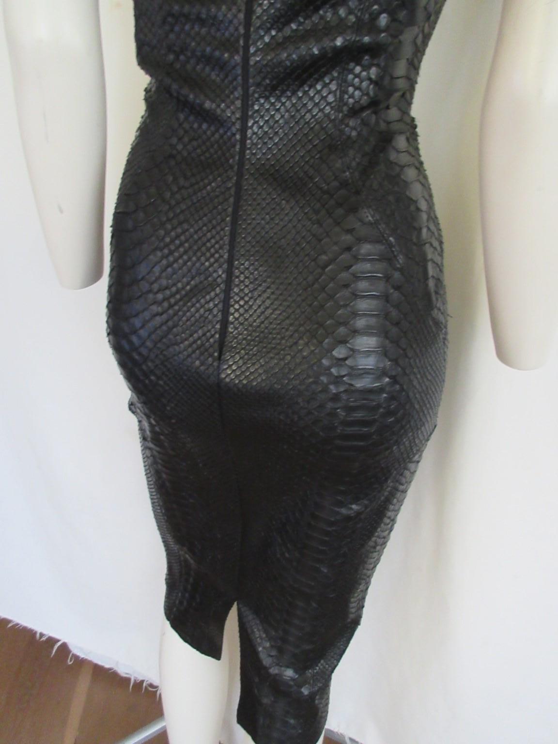Exotic Leather Black Dress Stretch Small 6 For Sale 5