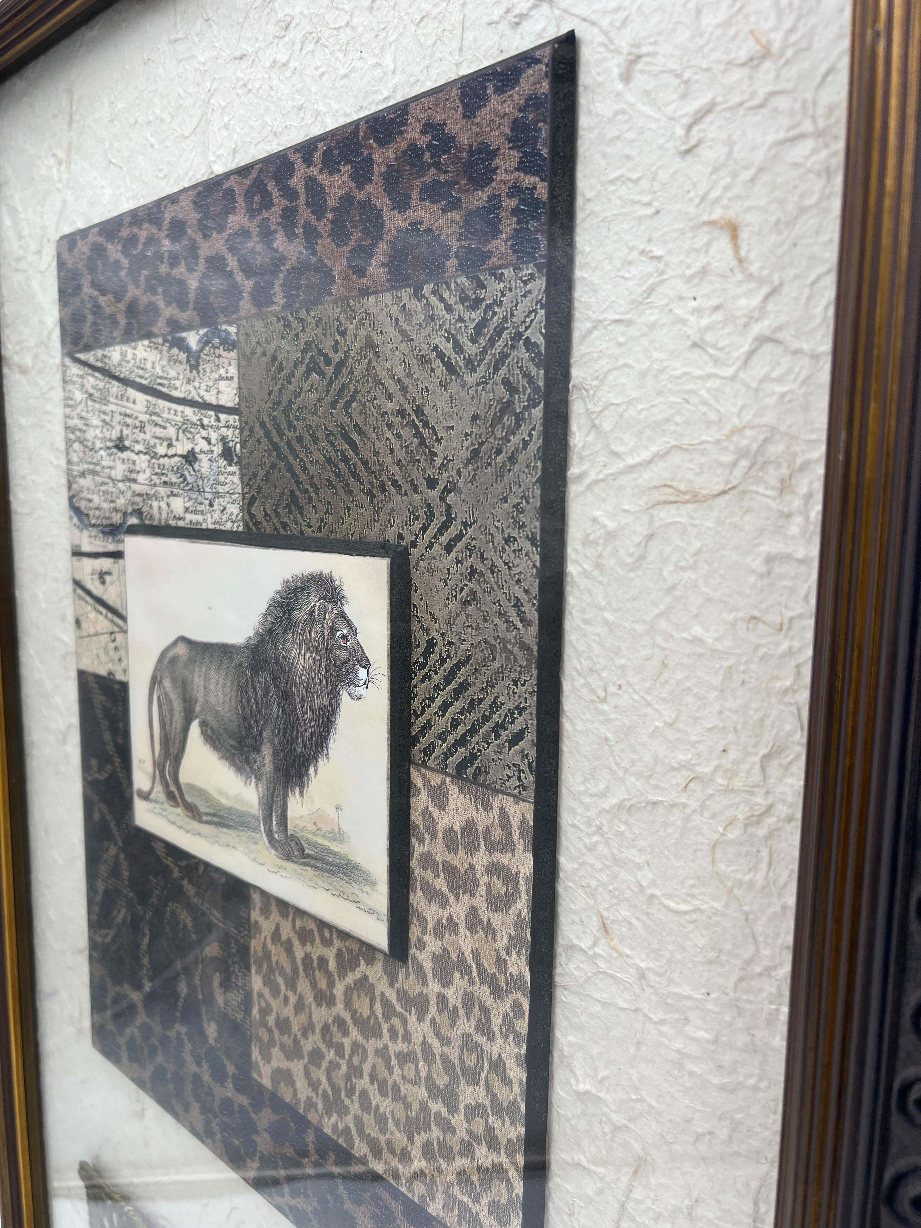 Exotic Mixed Media Wall Art in Ostrich Style Bone Frame by John Richard  For Sale 1