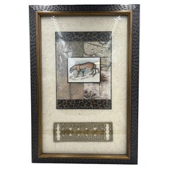 Used Exotic Mixed Media Wall Art in Ostrich Style Bone Frame by John Richard 
