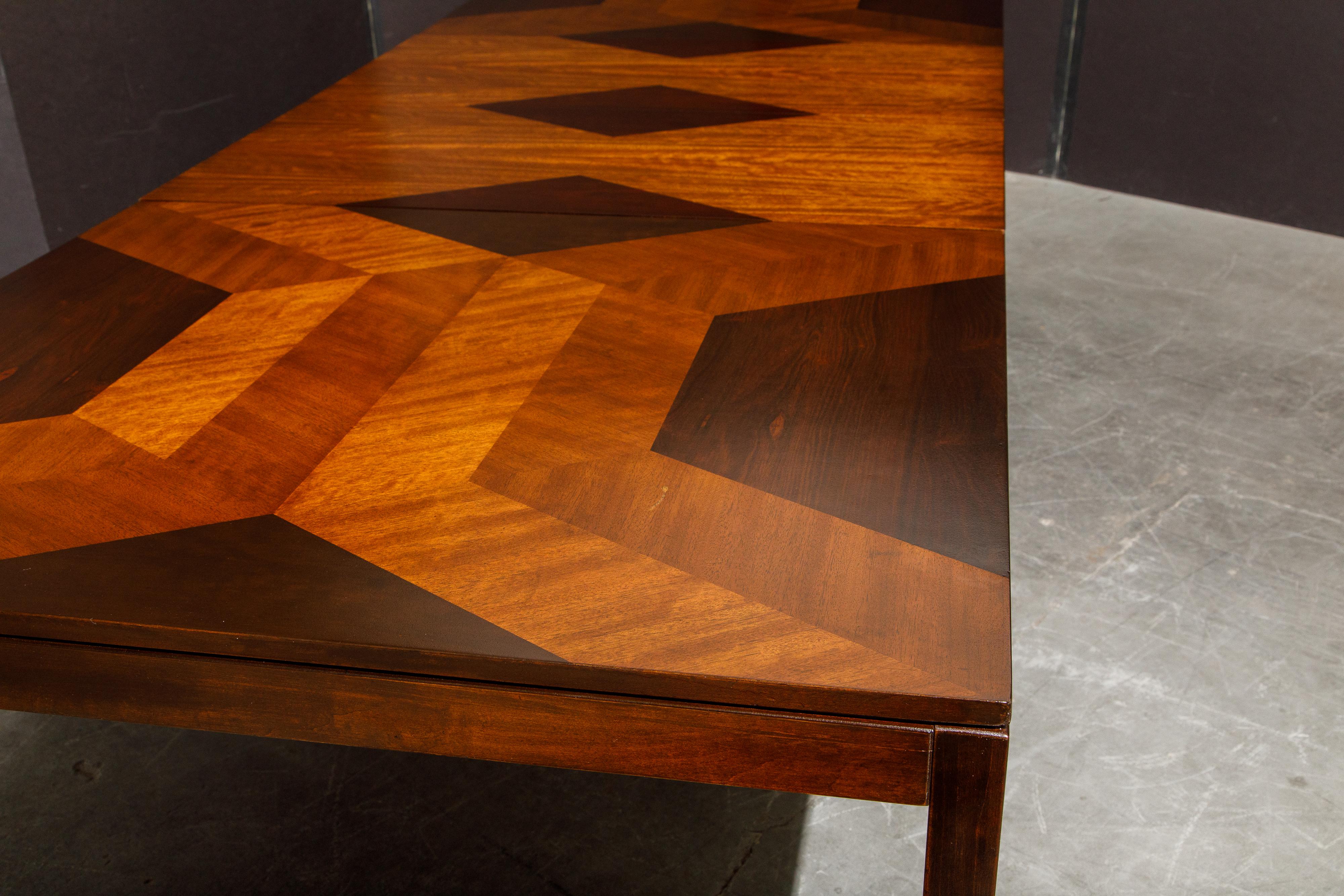 20th Century Exotic Mixed Woods Dining Table by Milo Baughman for Directional, circa 1970