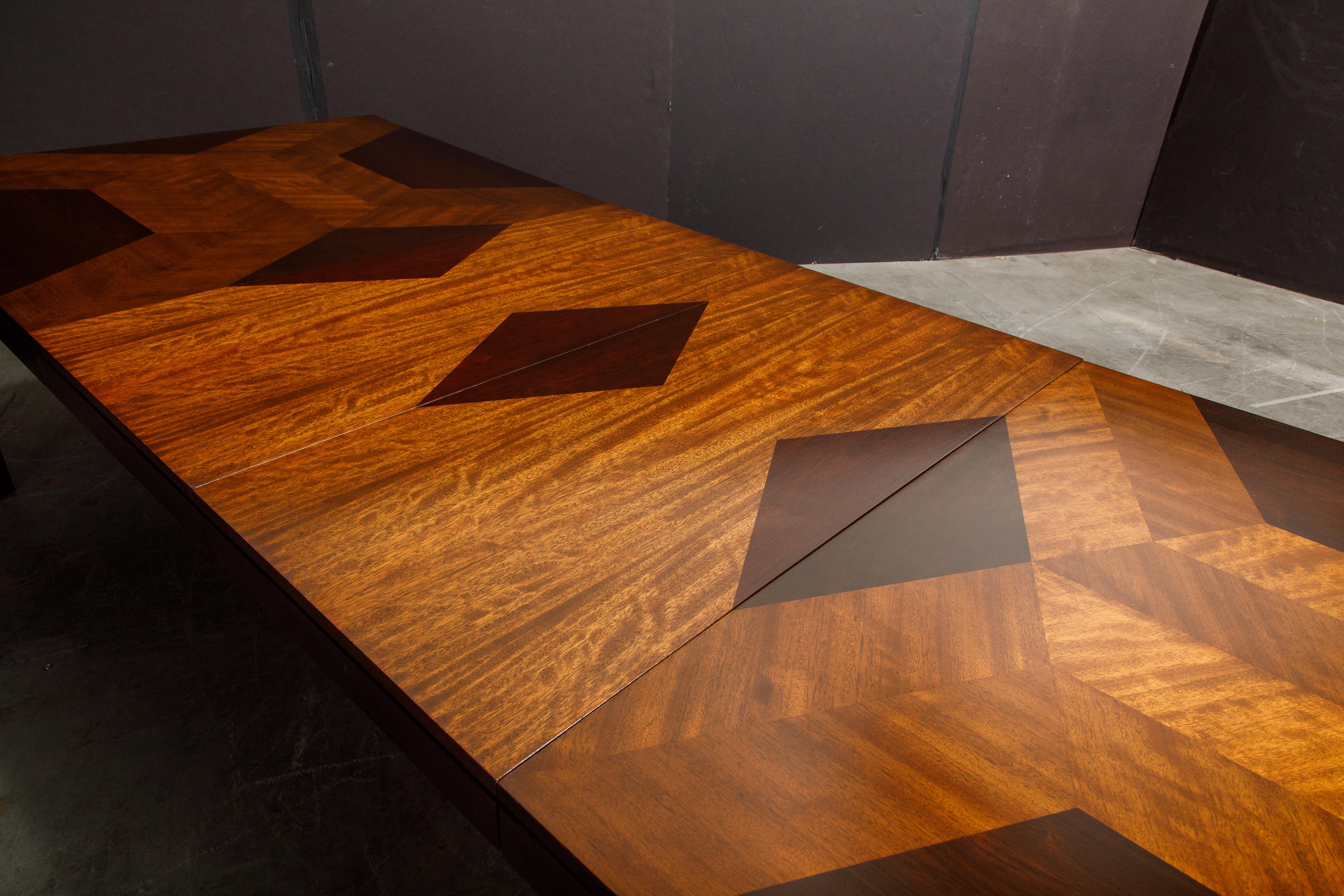 Exotic Mixed Woods Dining Table by Milo Baughman for Directional, circa 1970 1