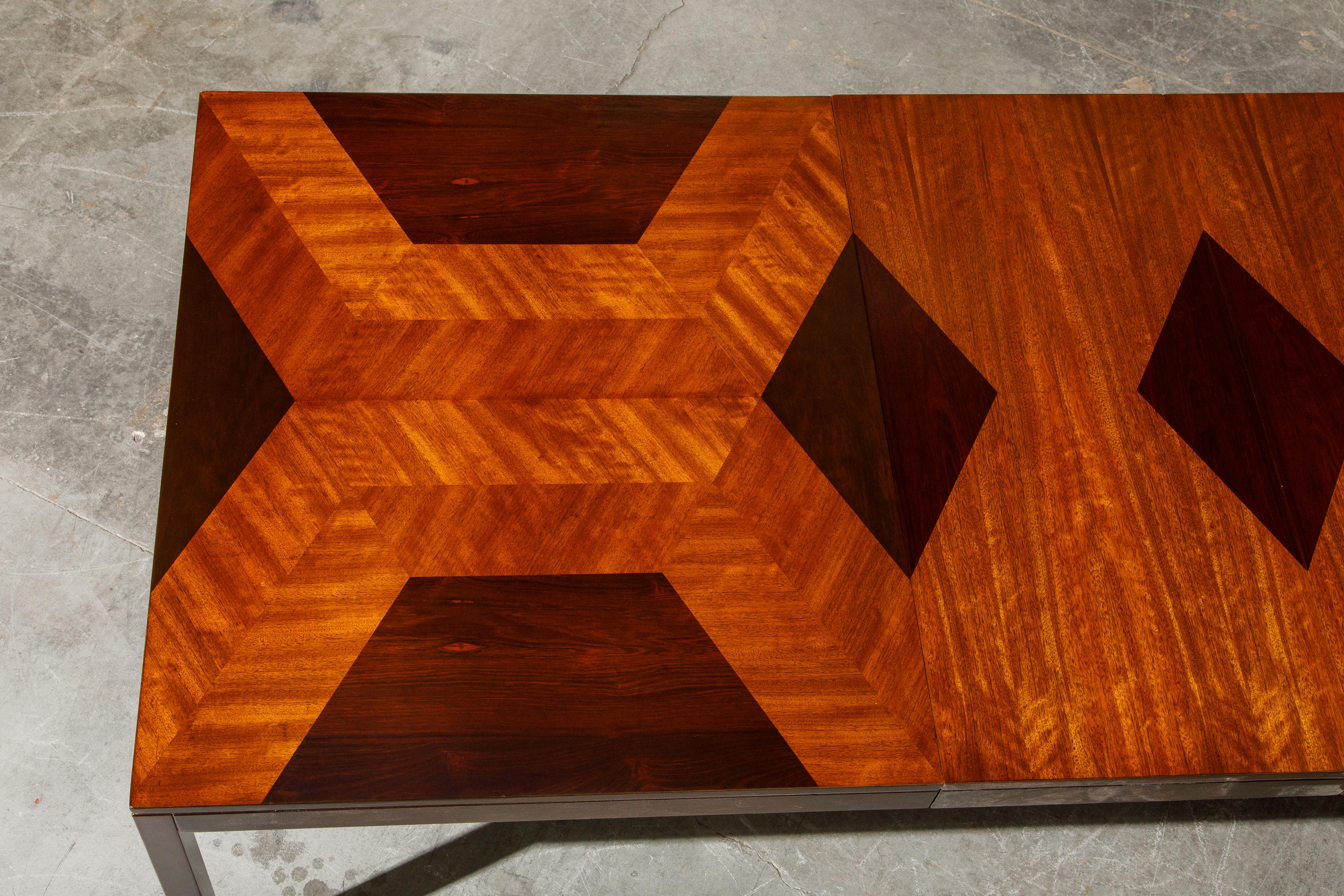 Exotic Mixed Woods Dining Table by Milo Baughman for Directional, circa 1970 2