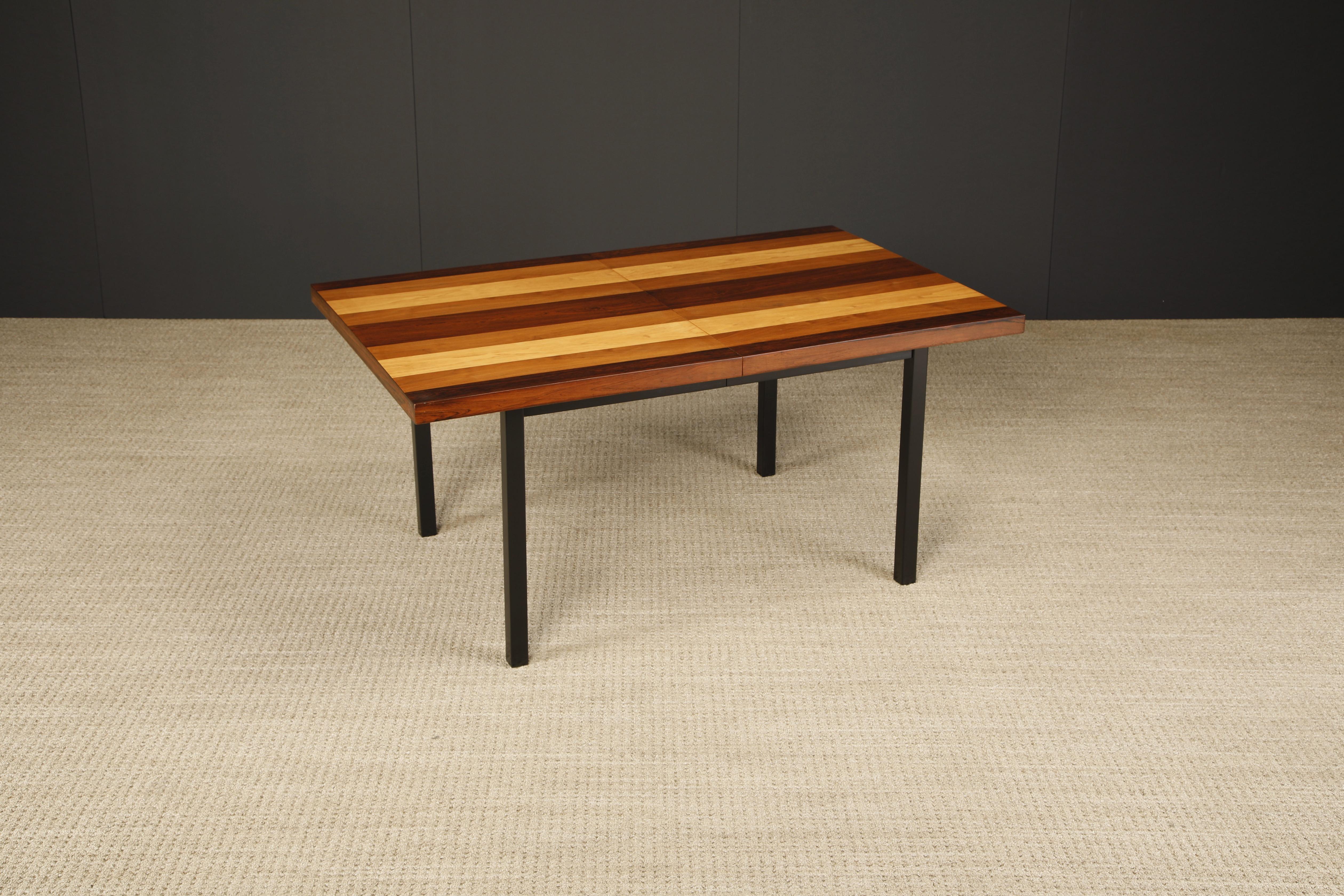 Mid-Century Modern Exotic Mixed Woods Dining Table by Milo Baughman for Directional, 1960s For Sale