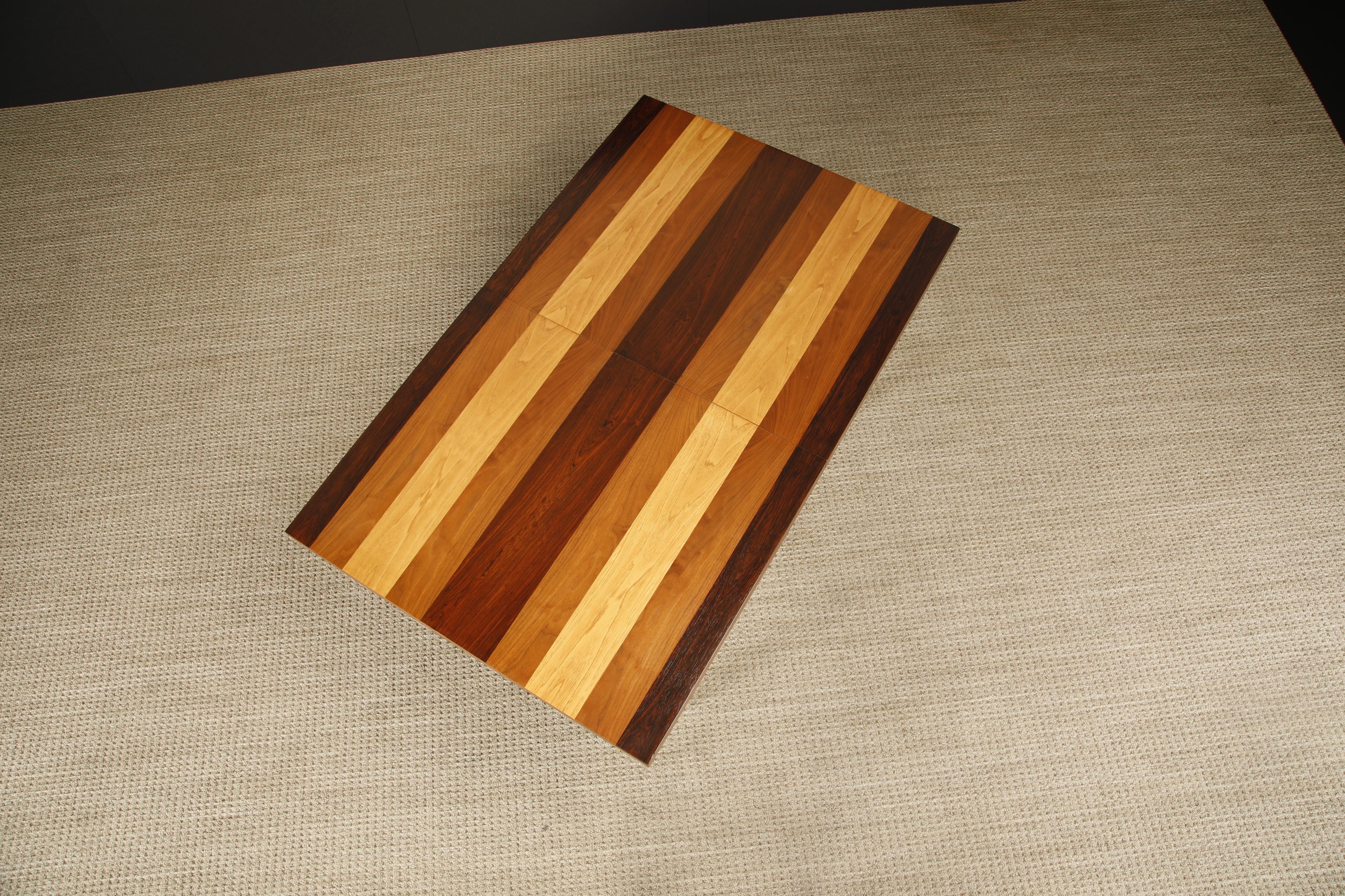Mid-20th Century Exotic Mixed Woods Dining Table by Milo Baughman for Directional, 1960s For Sale