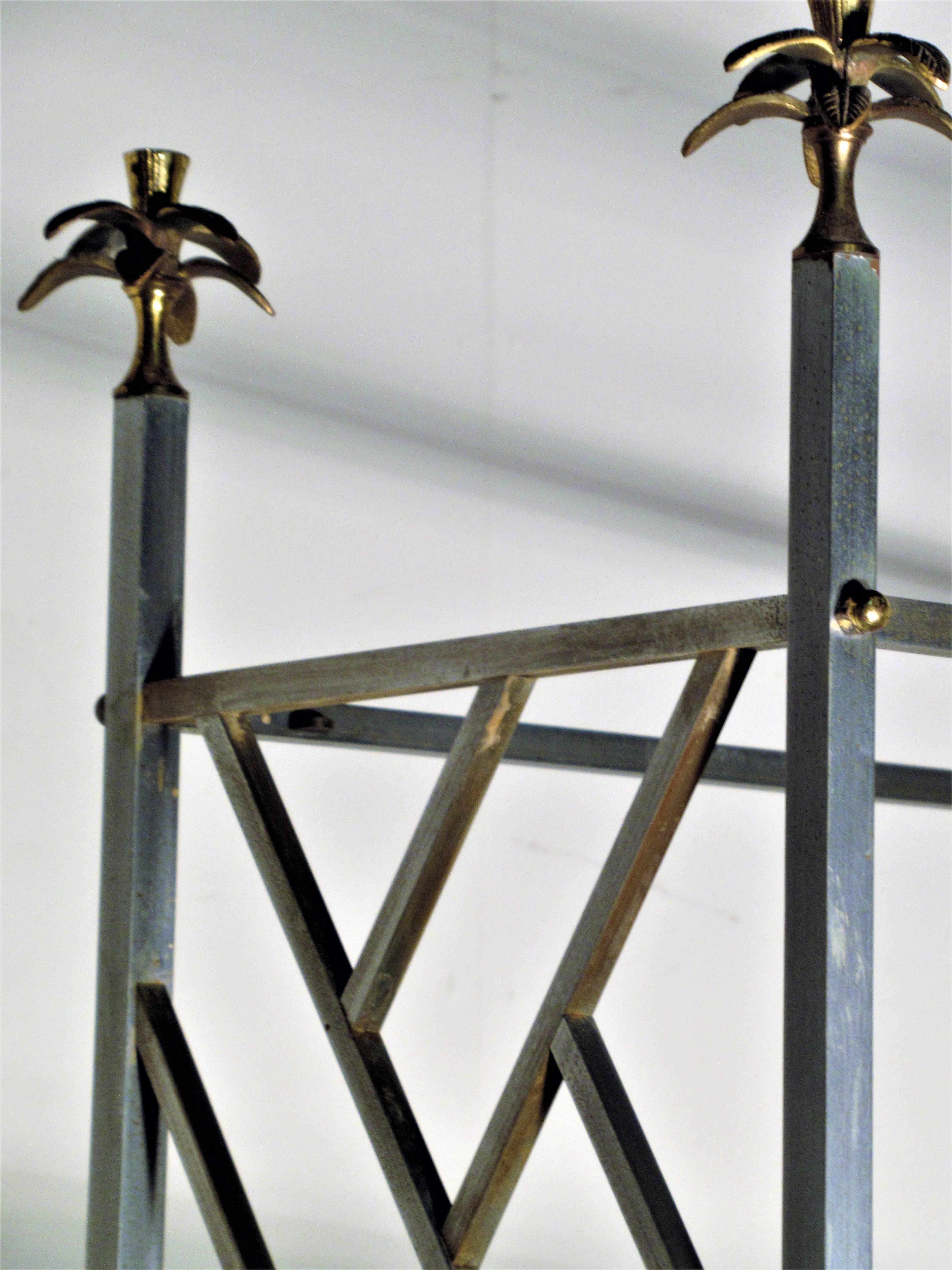  Neoclassical Brushed Steel and Bronze Étagère Attributed to Maison Jansen 5