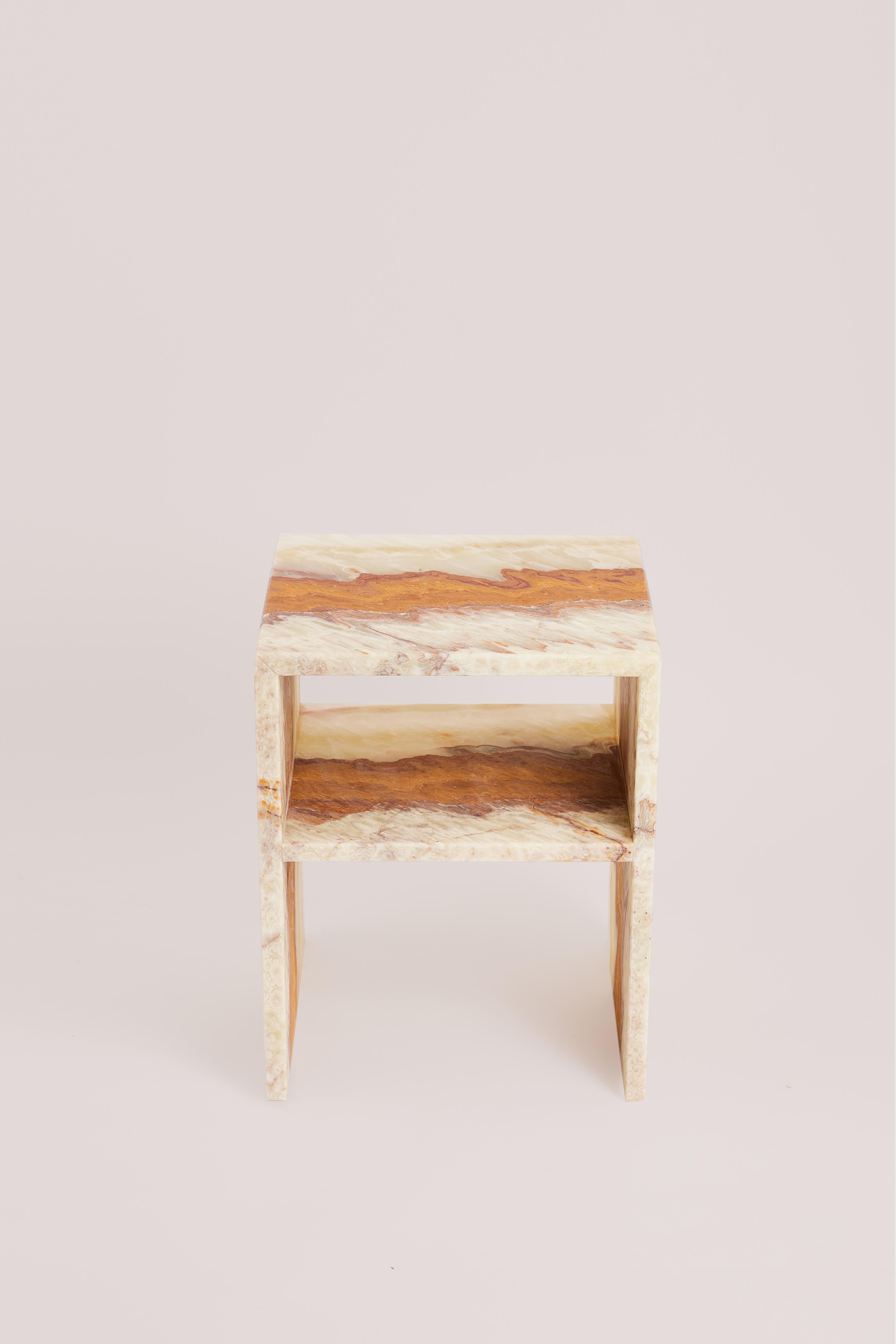 French Exotic Onyx Rosa Bedside Table by Studio Gaia Paris For Sale