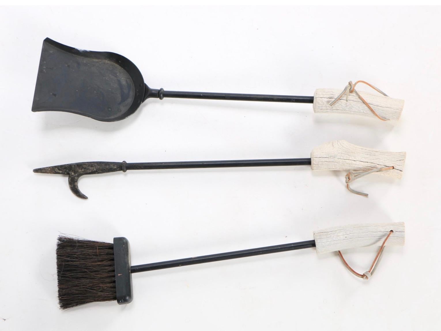 Organic Modern Exotic Organic Antler 3 pc. Fireplace Tools on Stand For Sale