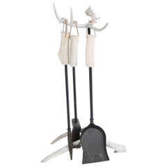 Exotic Organic Antler 3 pc. Fireplace Tools on Stand