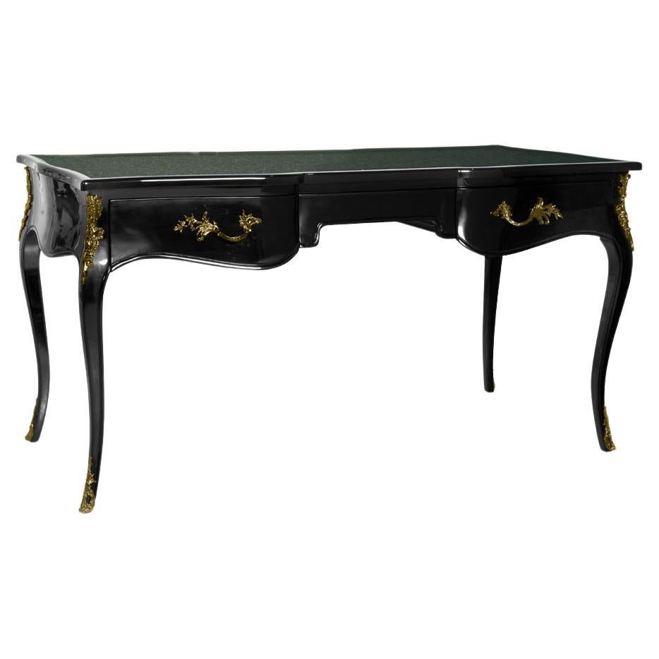 Exotic Peacock Feather Top Ormulu Desk For Sale