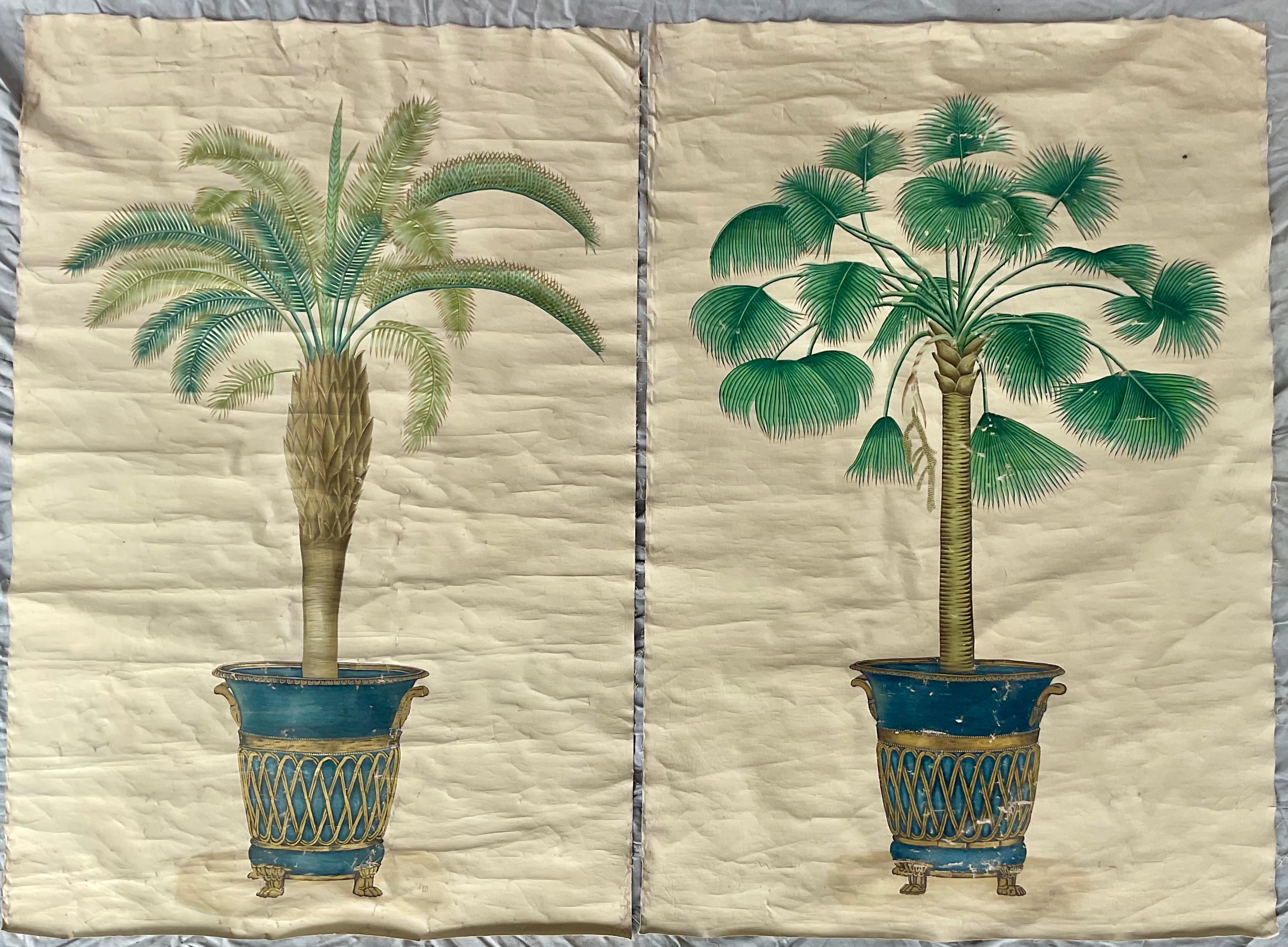Quadri con palme esotiche in urne, set di due grandi dimensioni in vendita 5