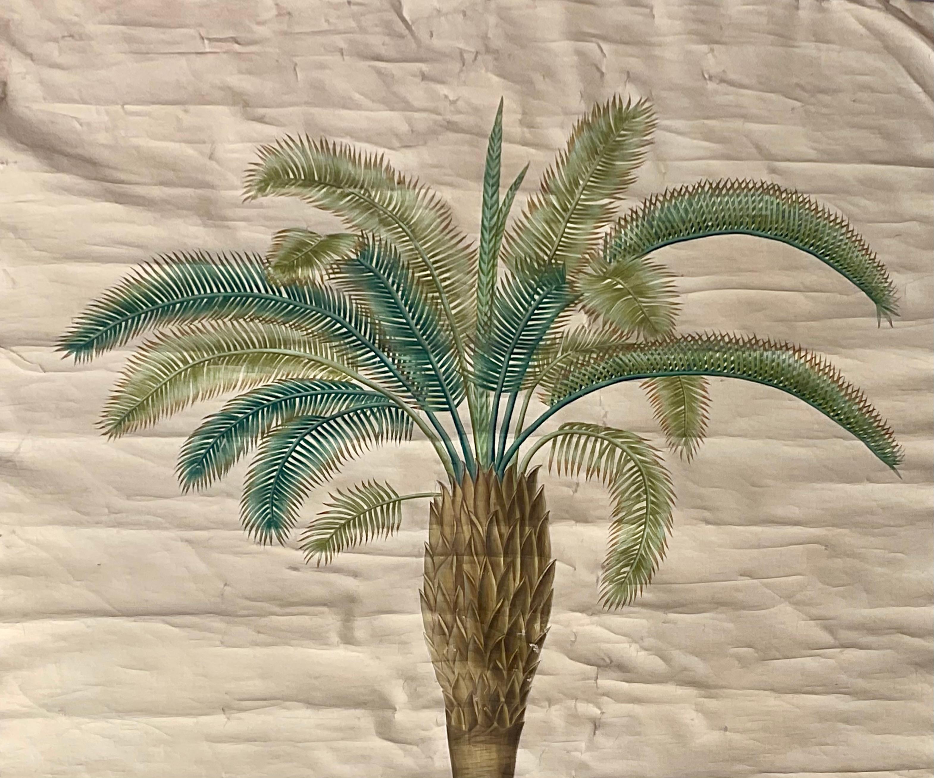 Indiano Quadri con palme esotiche in urne, set di due grandi dimensioni in vendita