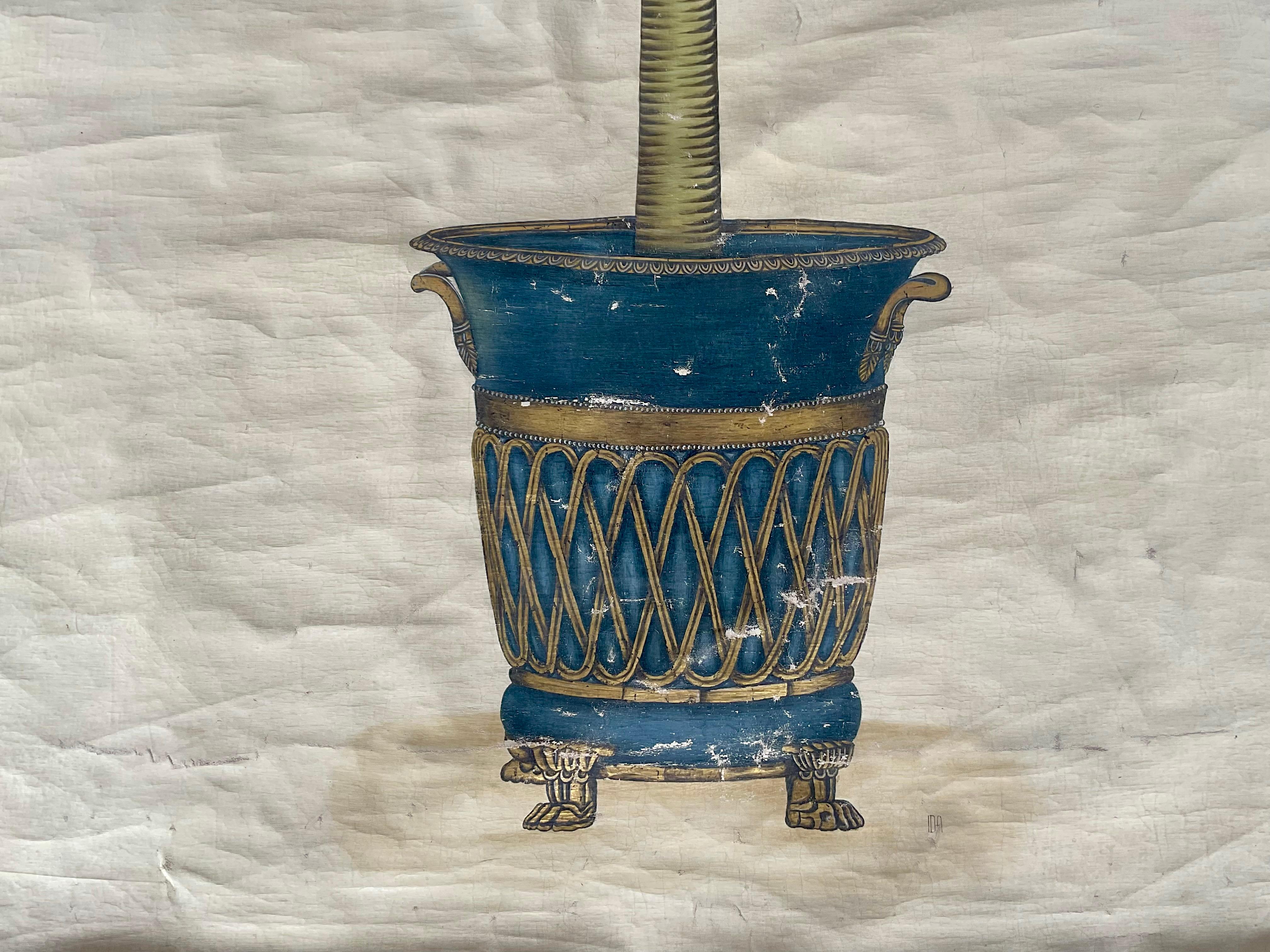 Pittura Quadri con palme esotiche in urne, set di due grandi dimensioni in vendita