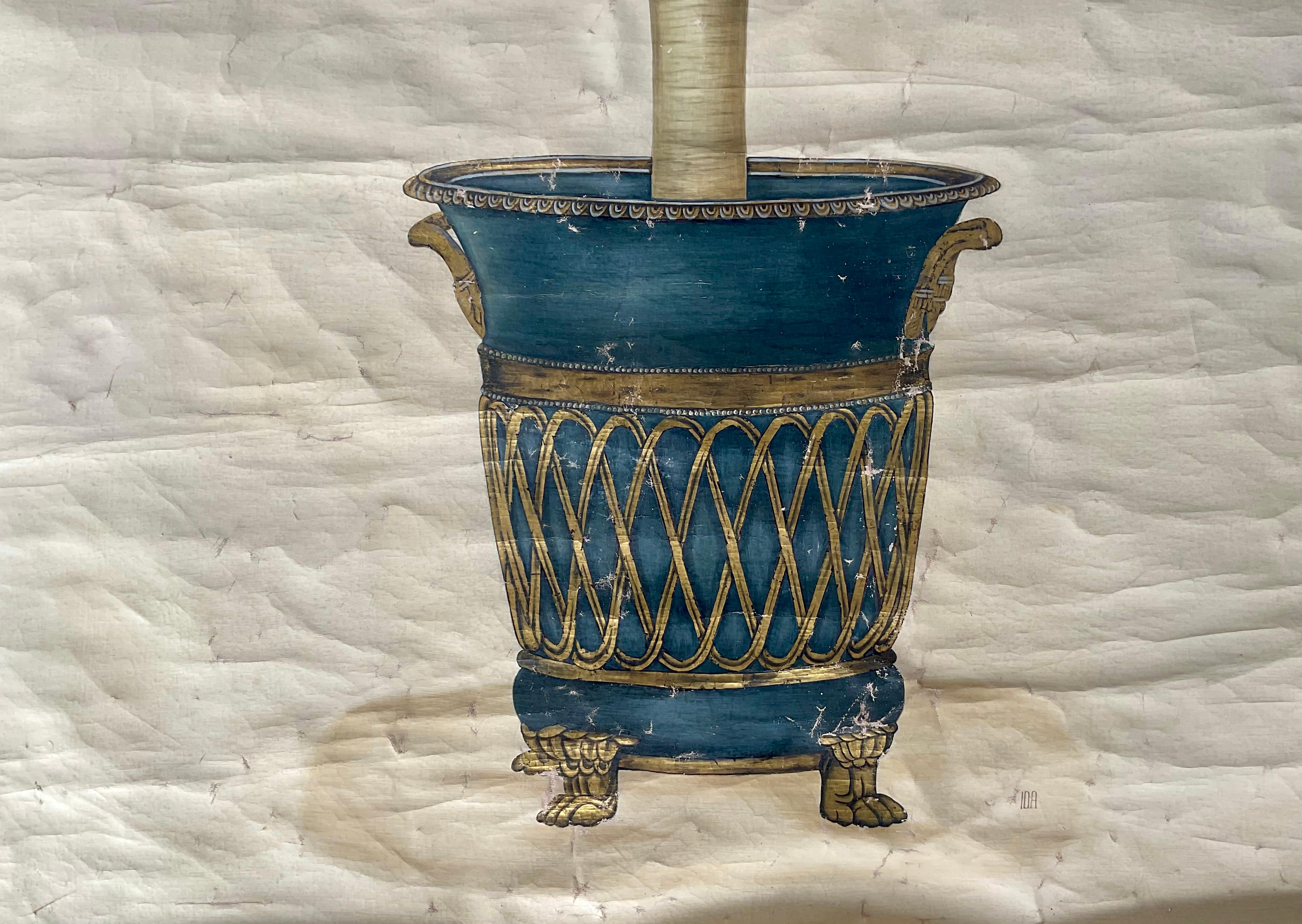 Quadri con palme esotiche in urne, set di due grandi dimensioni in vendita 2