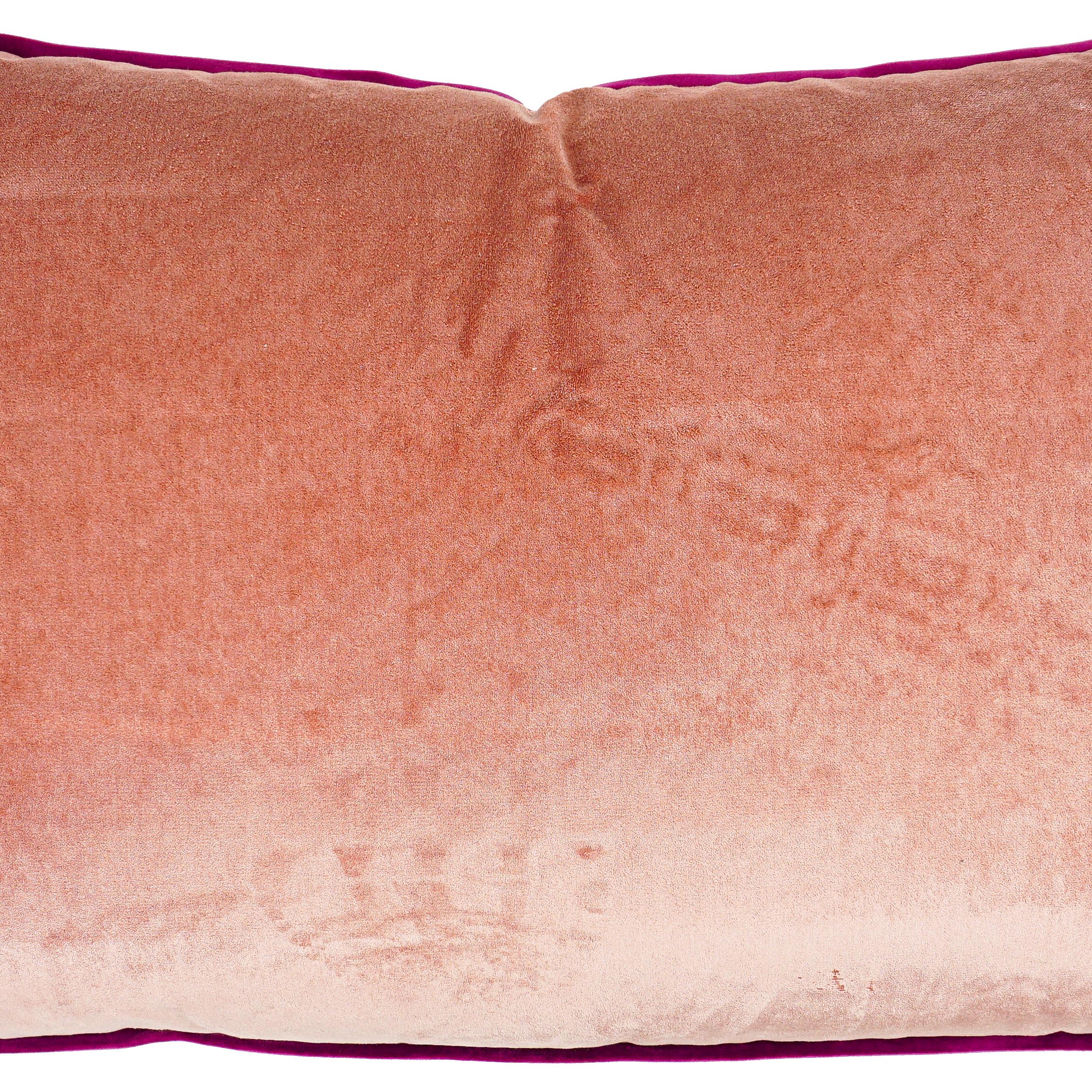 Exotic Playful Oversized Pillow with Elephant Camel Printed Cotton & Pink Velvet For Sale 6
