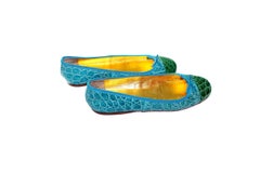 NEW Prada Exotic Crocodile Ballet Flats Ballerina Slippers Shoes 38