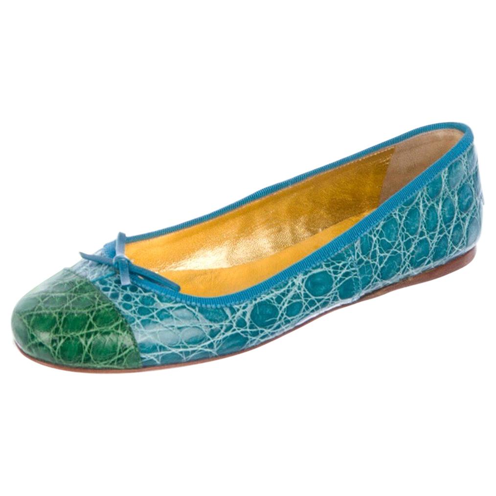 NEW Prada Exotic Crocodile Ballet Flats Ballerina Slippers Shoes 38