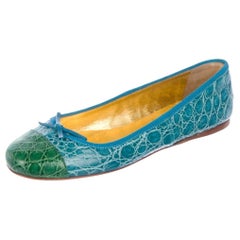 NEW Exotic Prada Crocodile Ballet Flats Ballerina Slippers Shoes 38