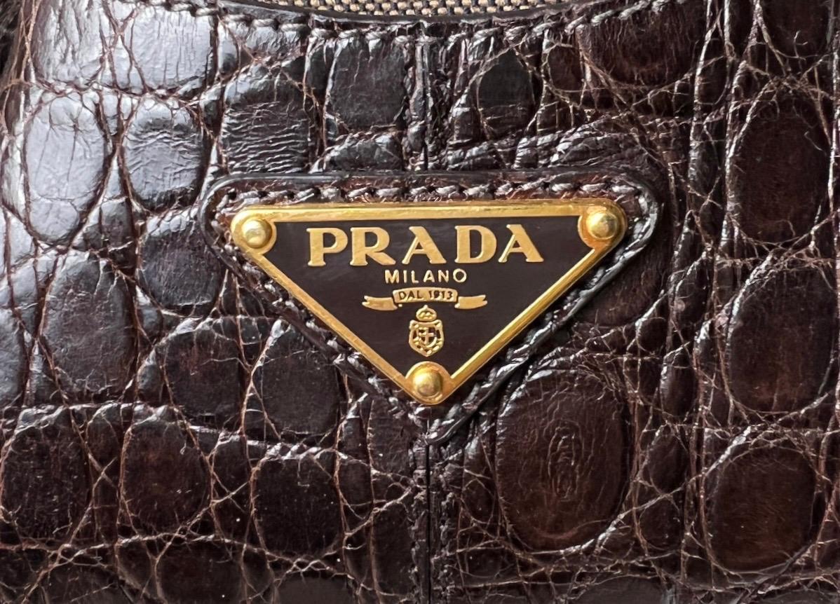 Exotische PRADA Bowlingtasche aus Jacquard und Leder mit Arztrahmen-Logodruck 6