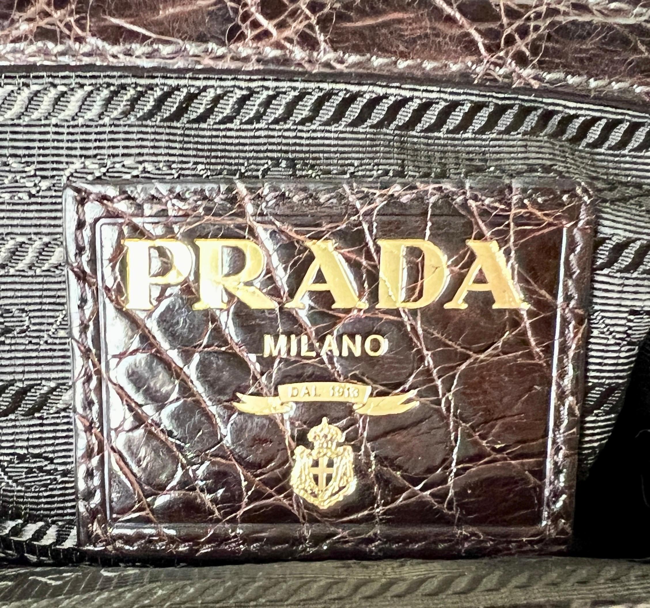 Exotische PRADA Bowlingtasche aus Jacquard und Leder mit Arztrahmen-Logodruck 10