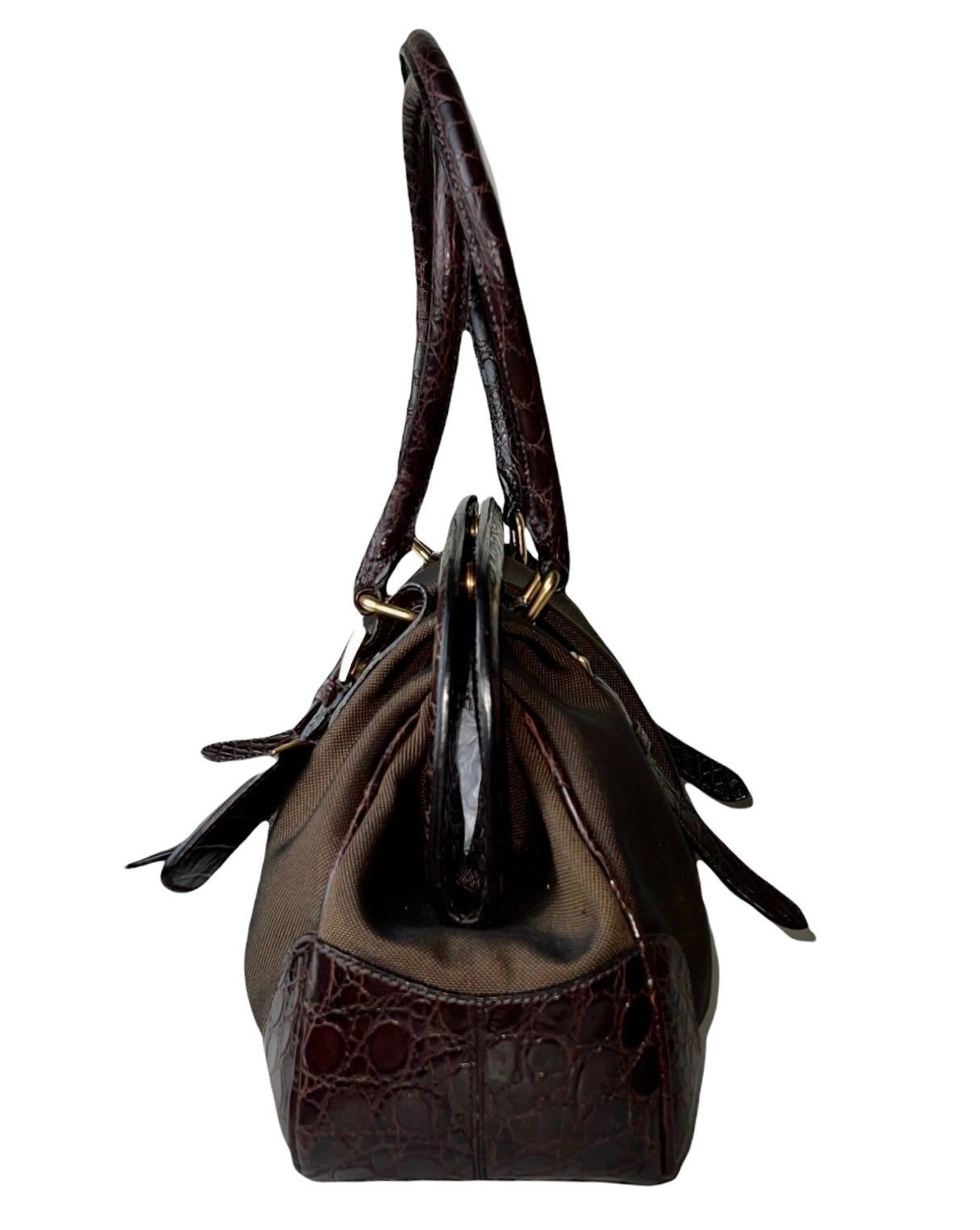 Exotic PRADA Doctor Frame Logo Print Jacquard and Leather Bowling Bag ...