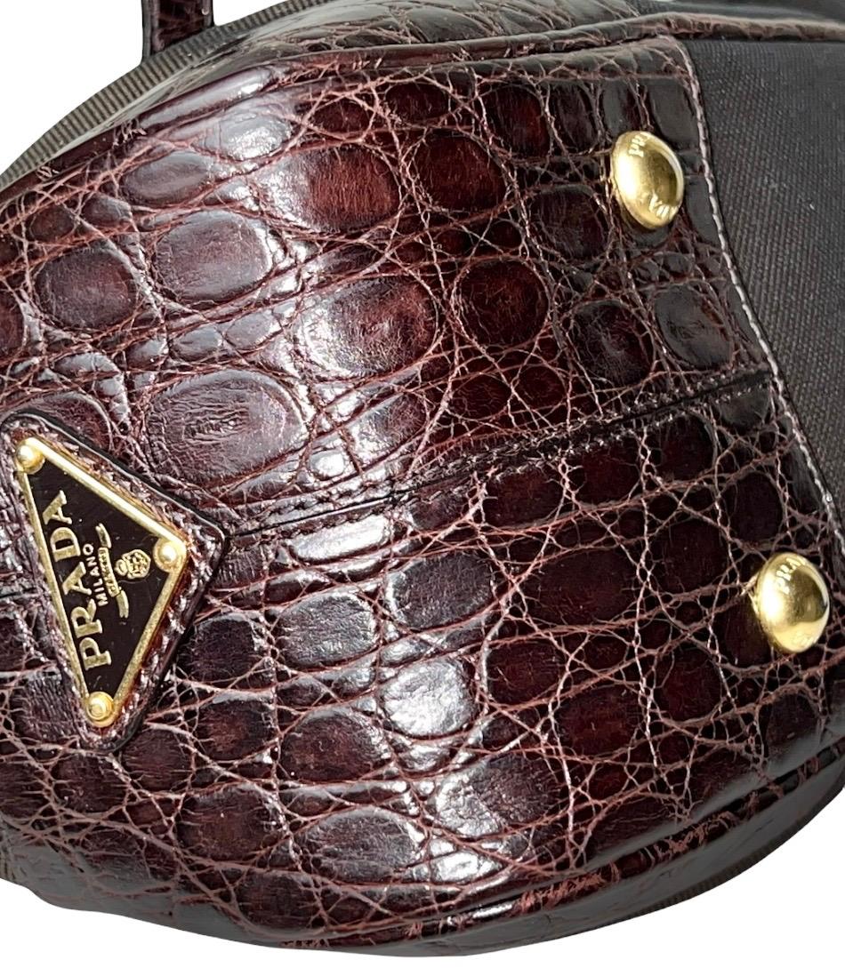 Exotische PRADA Bowlingtasche aus Jacquard und Leder mit Arztrahmen-Logodruck 2