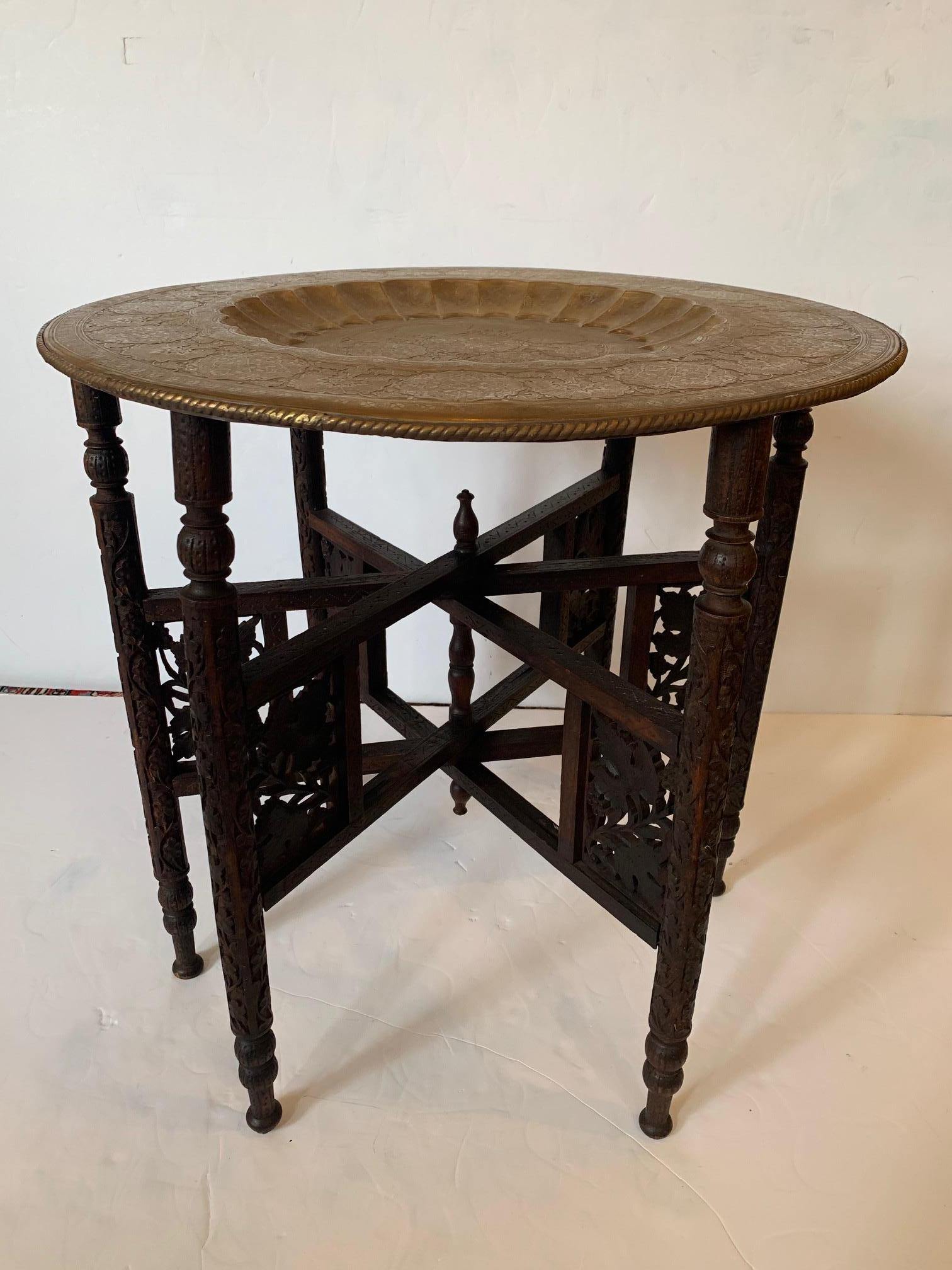 Exotic Round Moroccan Tray End Table 1