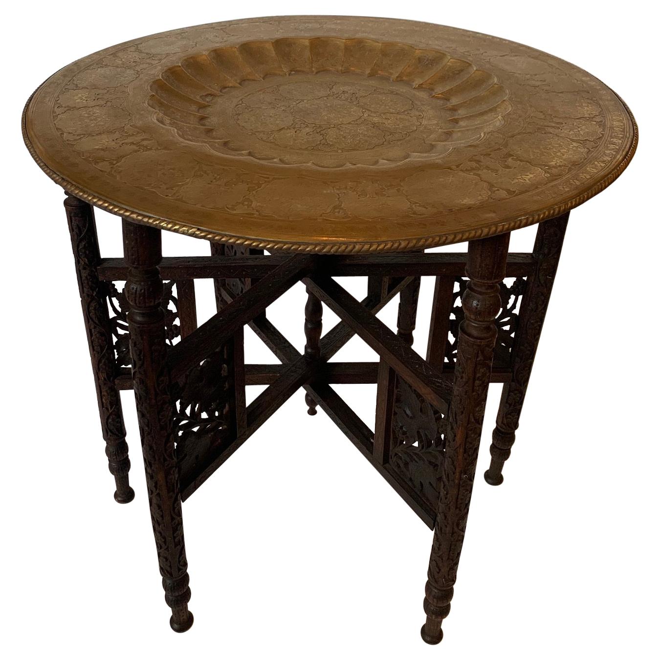 Exotic Round Moroccan Tray End Table