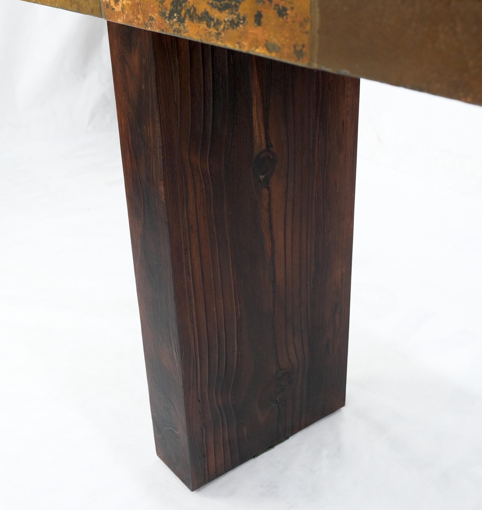 Console de canapé mi-siècle moderne en bois et carreaux de pierre rustiques exotiques en vente 3