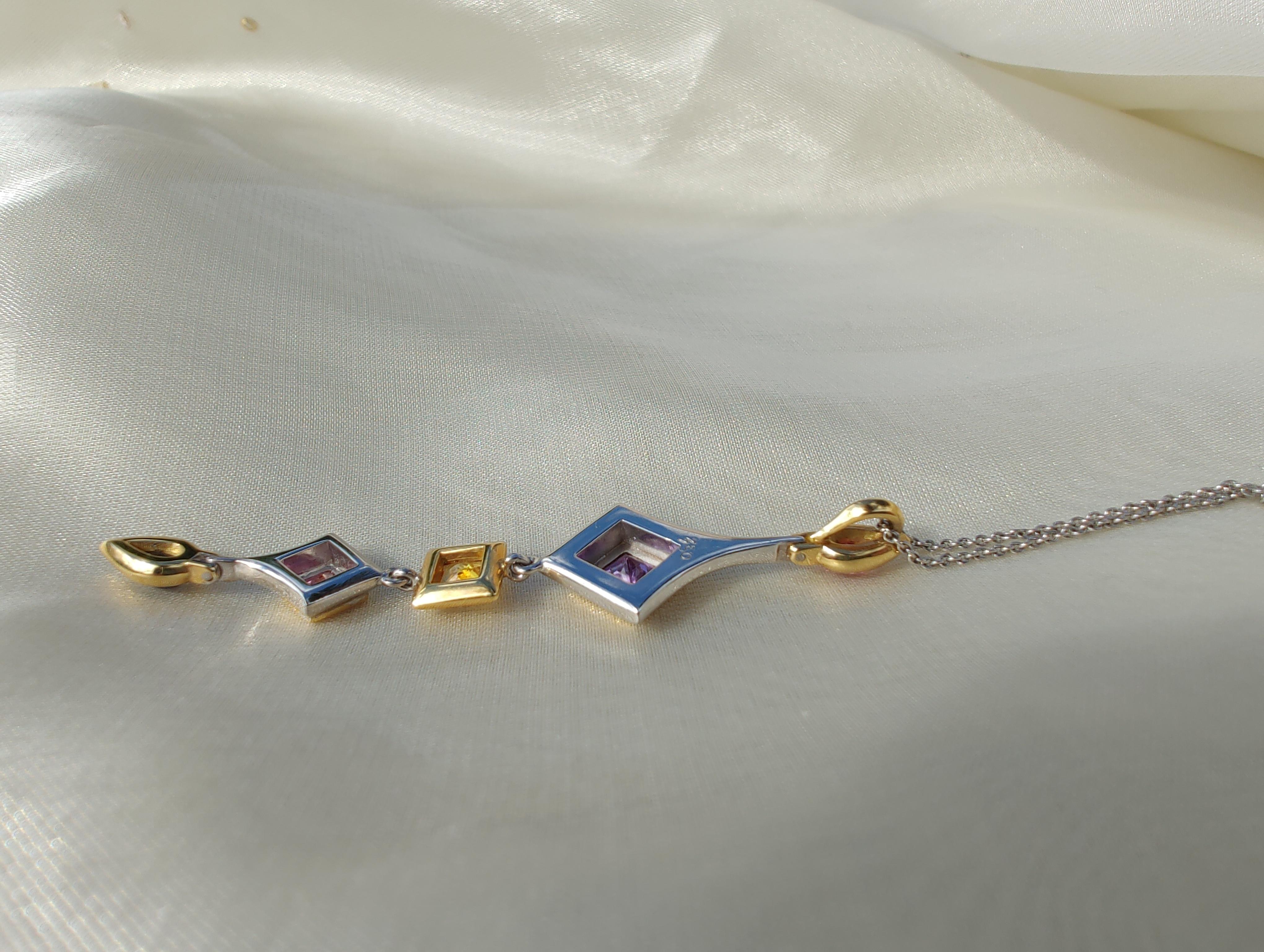 Square Cut Exotic Sapphire Necklace For Sale