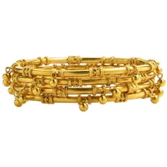 Exotic Set Of 22 Karat Yellow Gold Bangle Bracelets 