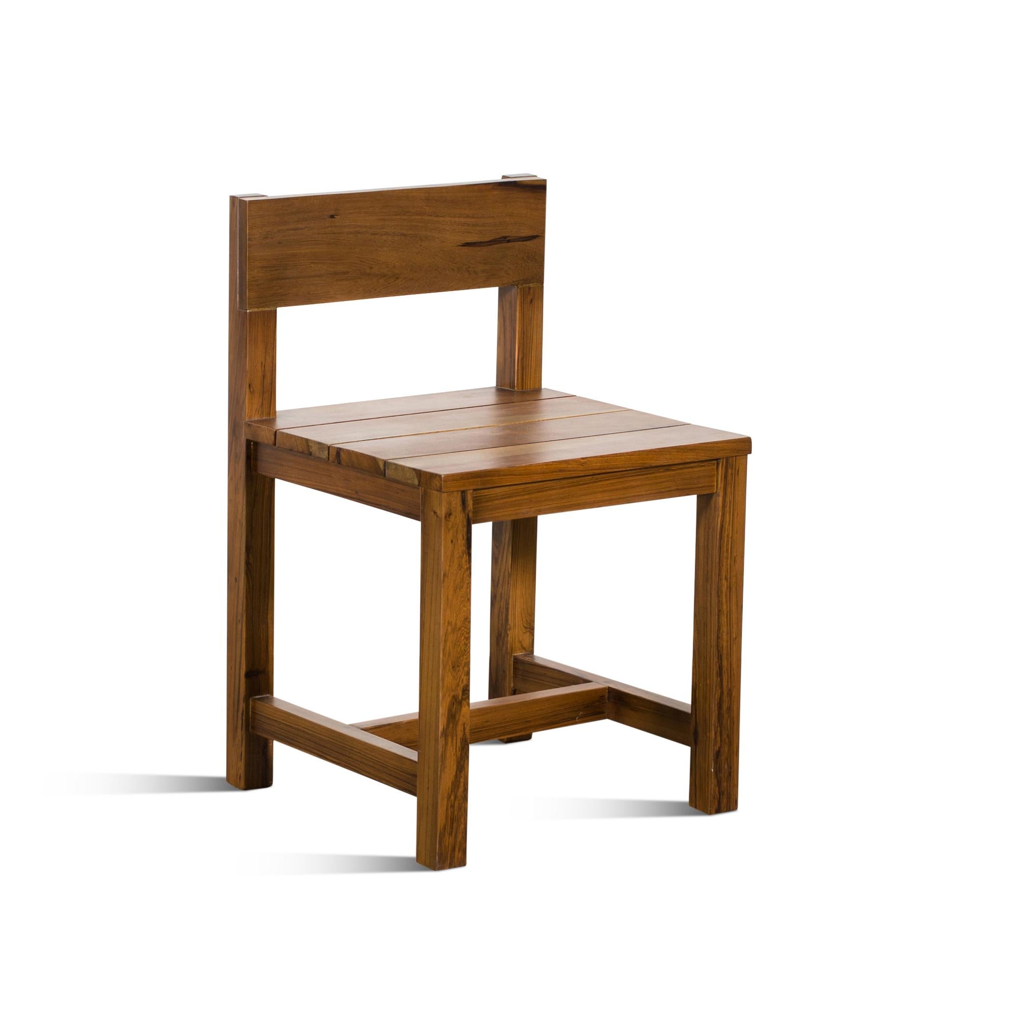 This rectilinear solid wood accent or dining chair is an original work by Costantini and inspired by the work of artists like Donald Judd. Available in any wood or finish and for indoor and outdoor use.

Measurements are: 18