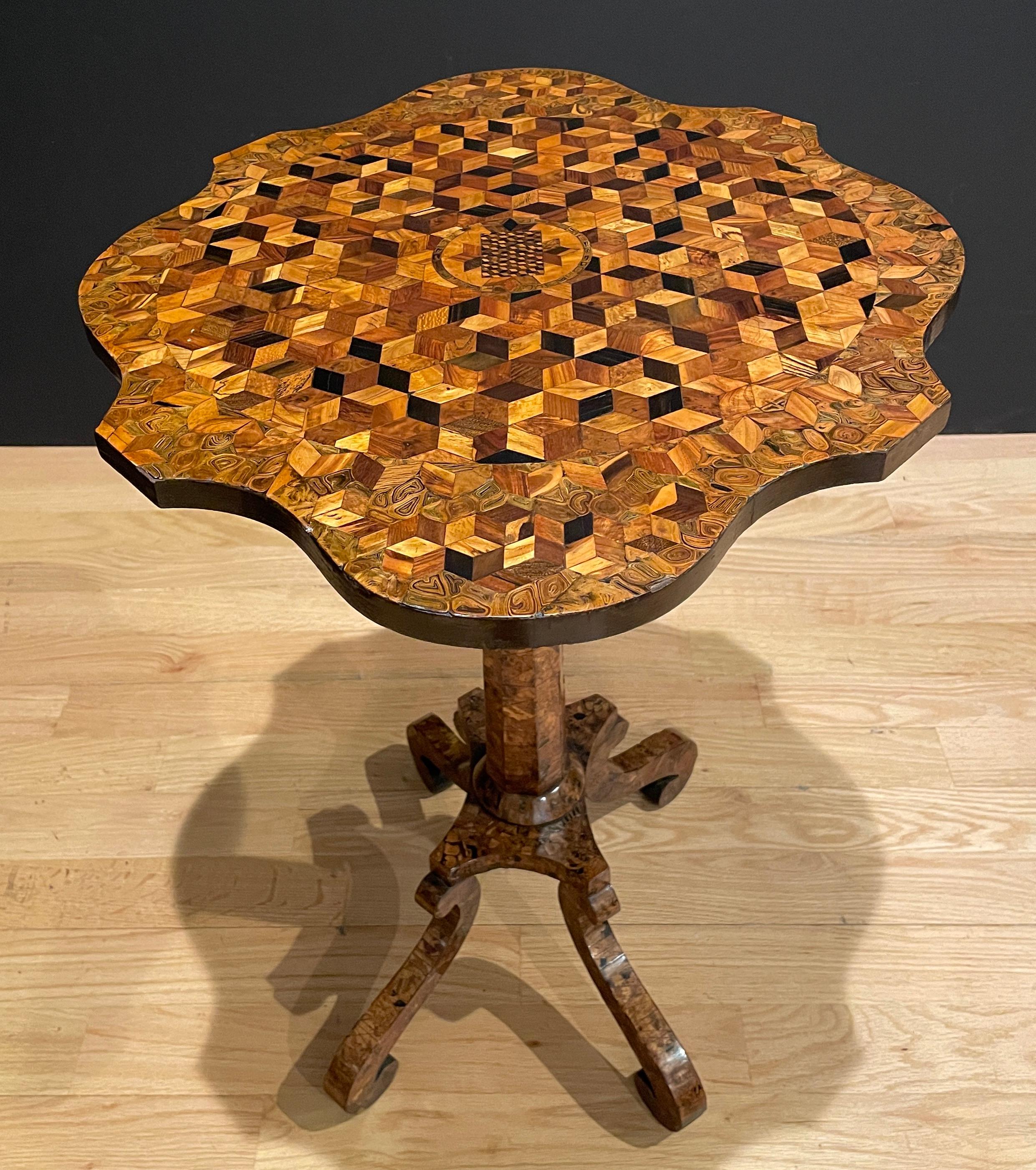 French Provincial Exotic Specimen Wood Parquetry Table