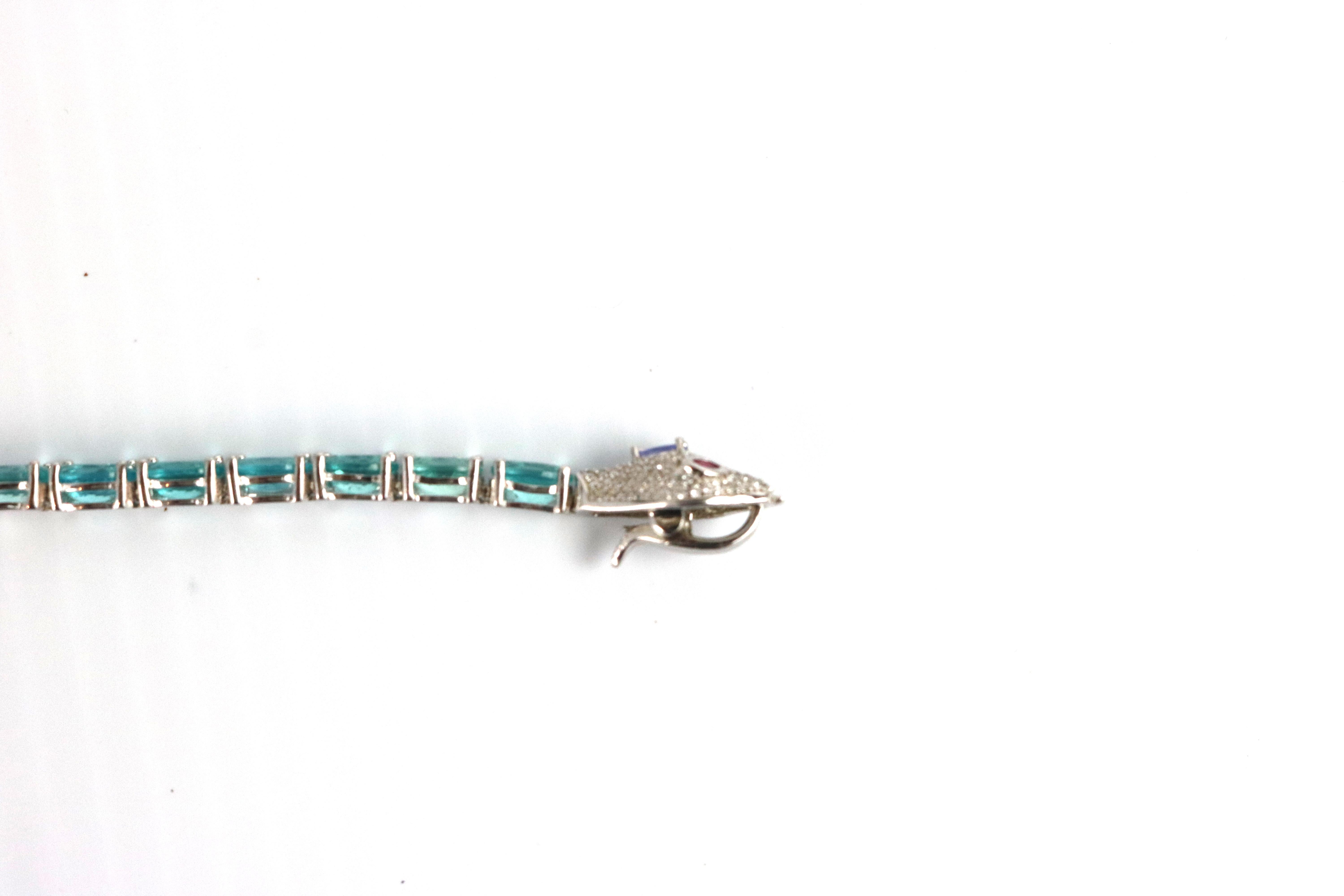 Exotic Sterling Gemstone Snake Bracelet-Diamond Pave, Apatite, Tanzanite & Rubies im Angebot 6