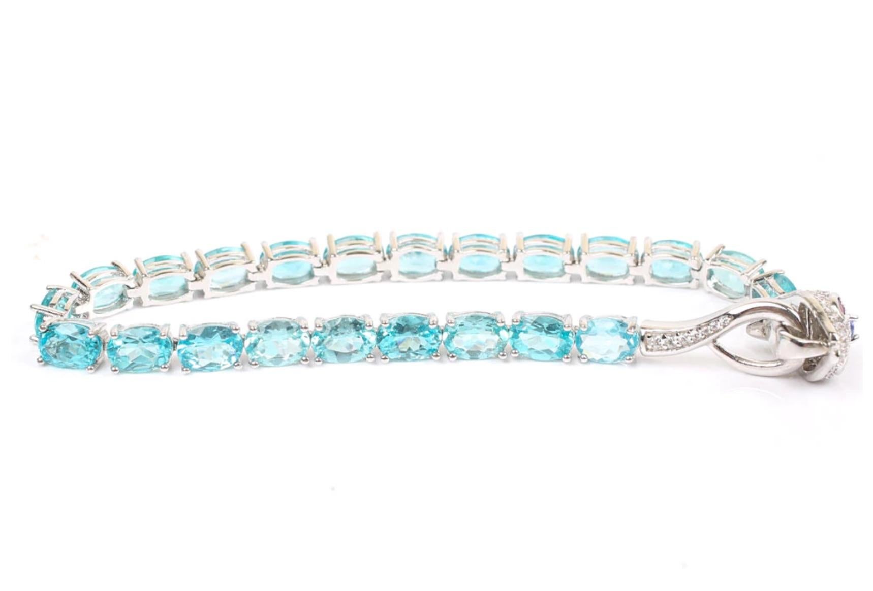 Art Deco Exotic Sterling Gemstone Snake Bracelet-Diamond Pave, Apatite, Tanzanite & Rubies For Sale