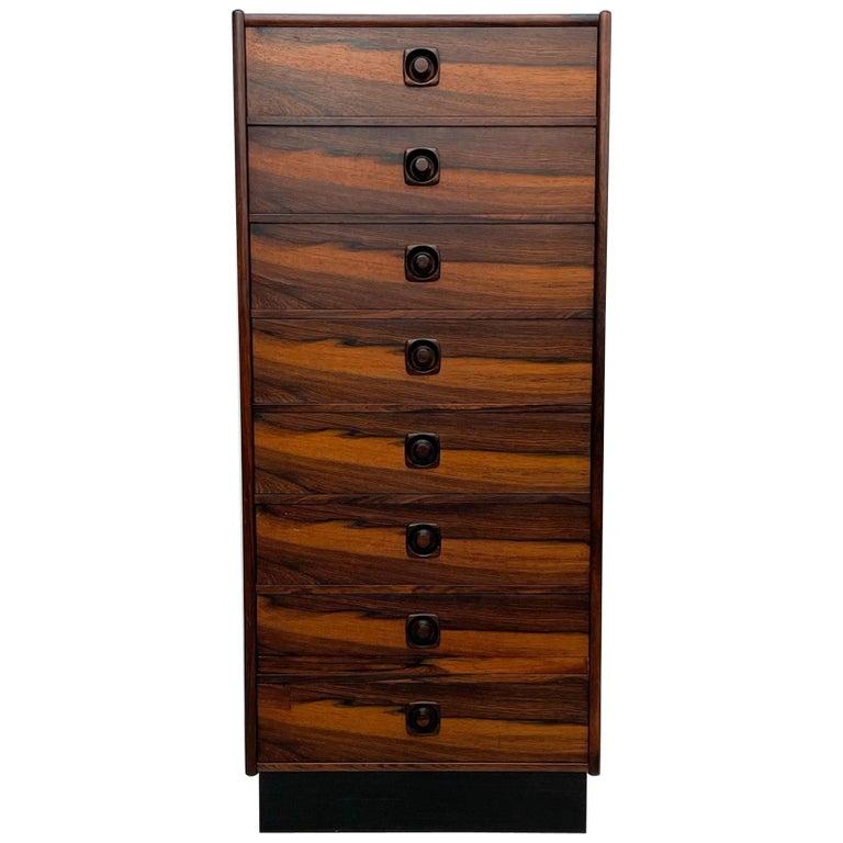 Exotic Tall Eight Drawer Wardrobe Chest in Brazilian Rosewood, Sweden, 1970s 5
