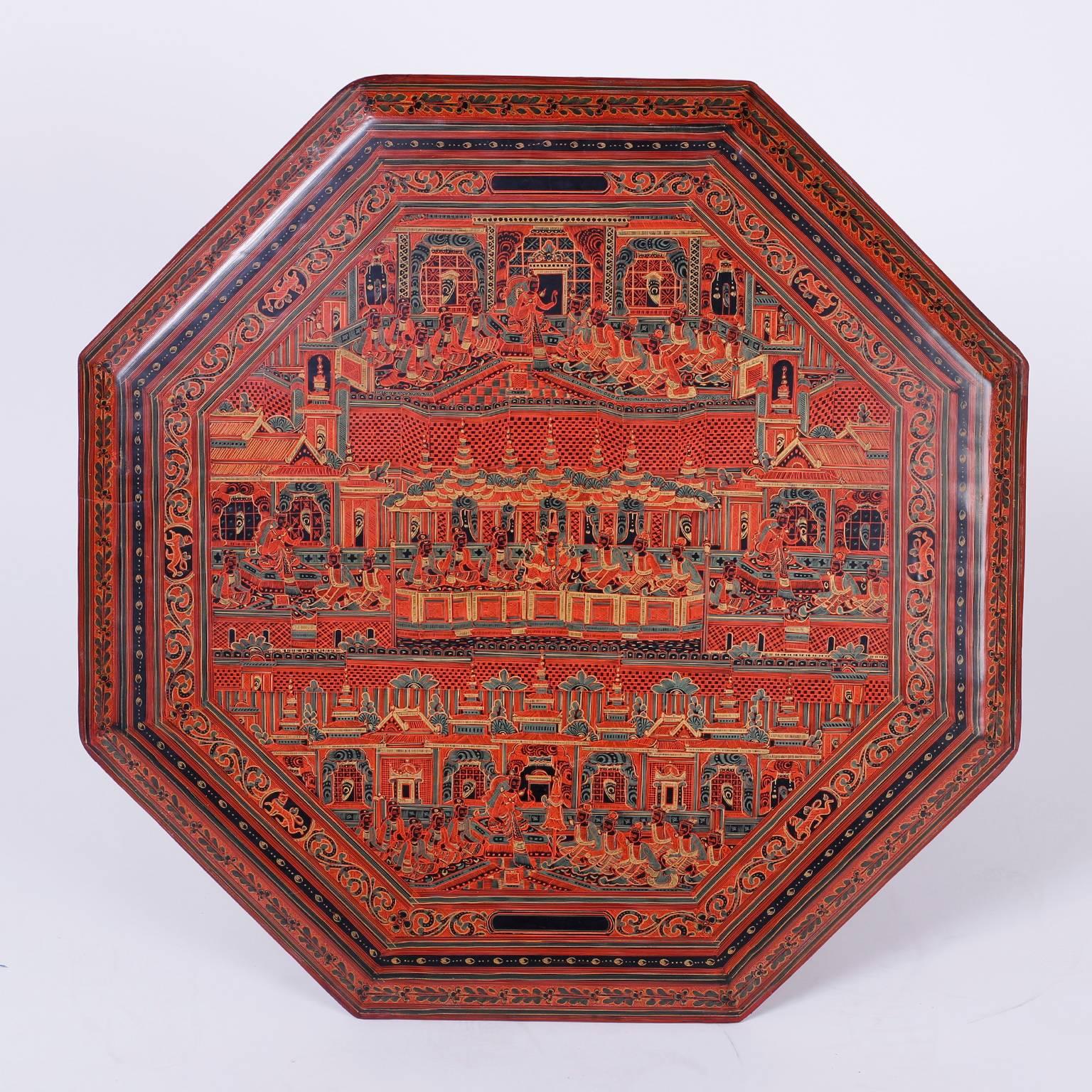 Moorish Exotic Thai Hand-Painted Table For Sale