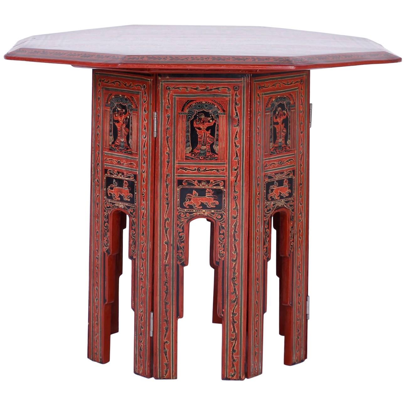 Exotic Thai Hand-Painted Table For Sale