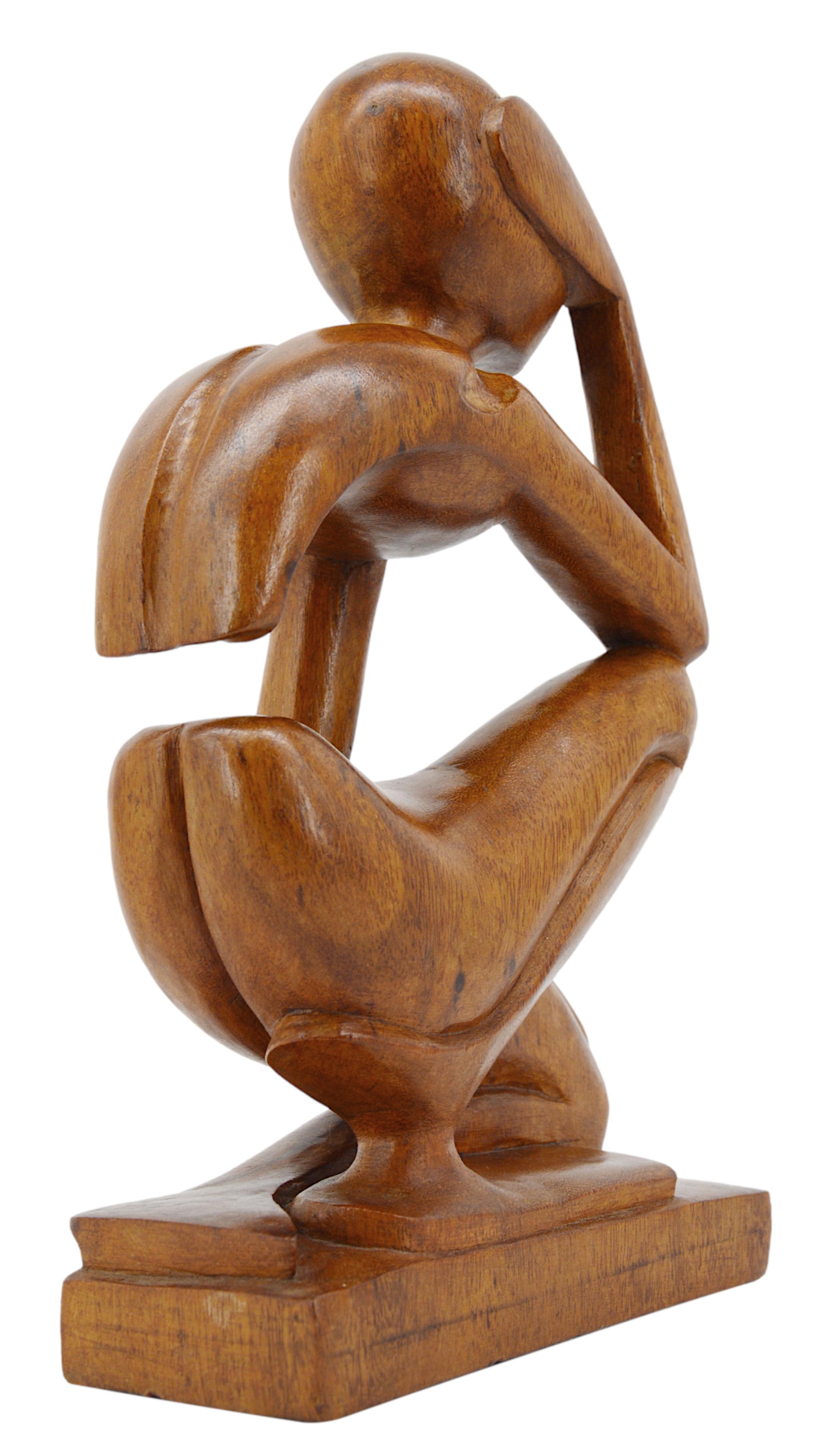 Exotic Thinker Man Sculpture, 1950-1970 In Good Condition For Sale In Saint-Amans-des-Cots, FR