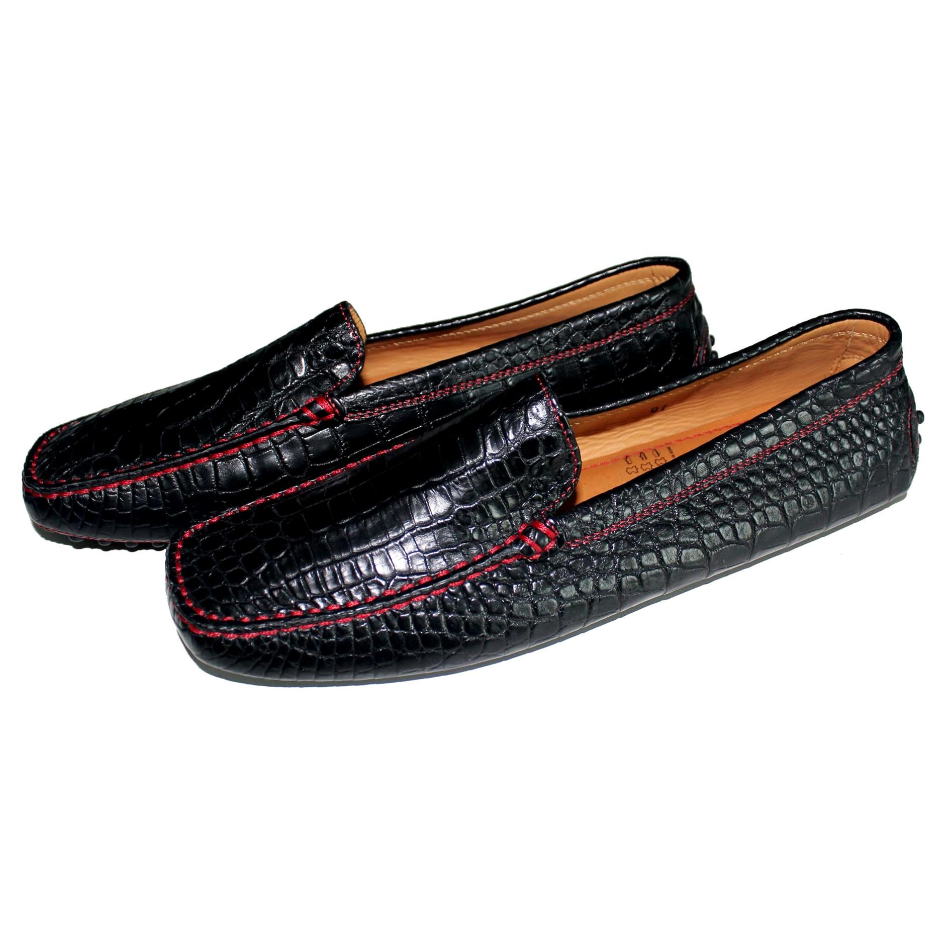 Exotic Tod's for Ferrari Black Gommino Moccasins Loafers Alligator  Crocodile at 1stDibs