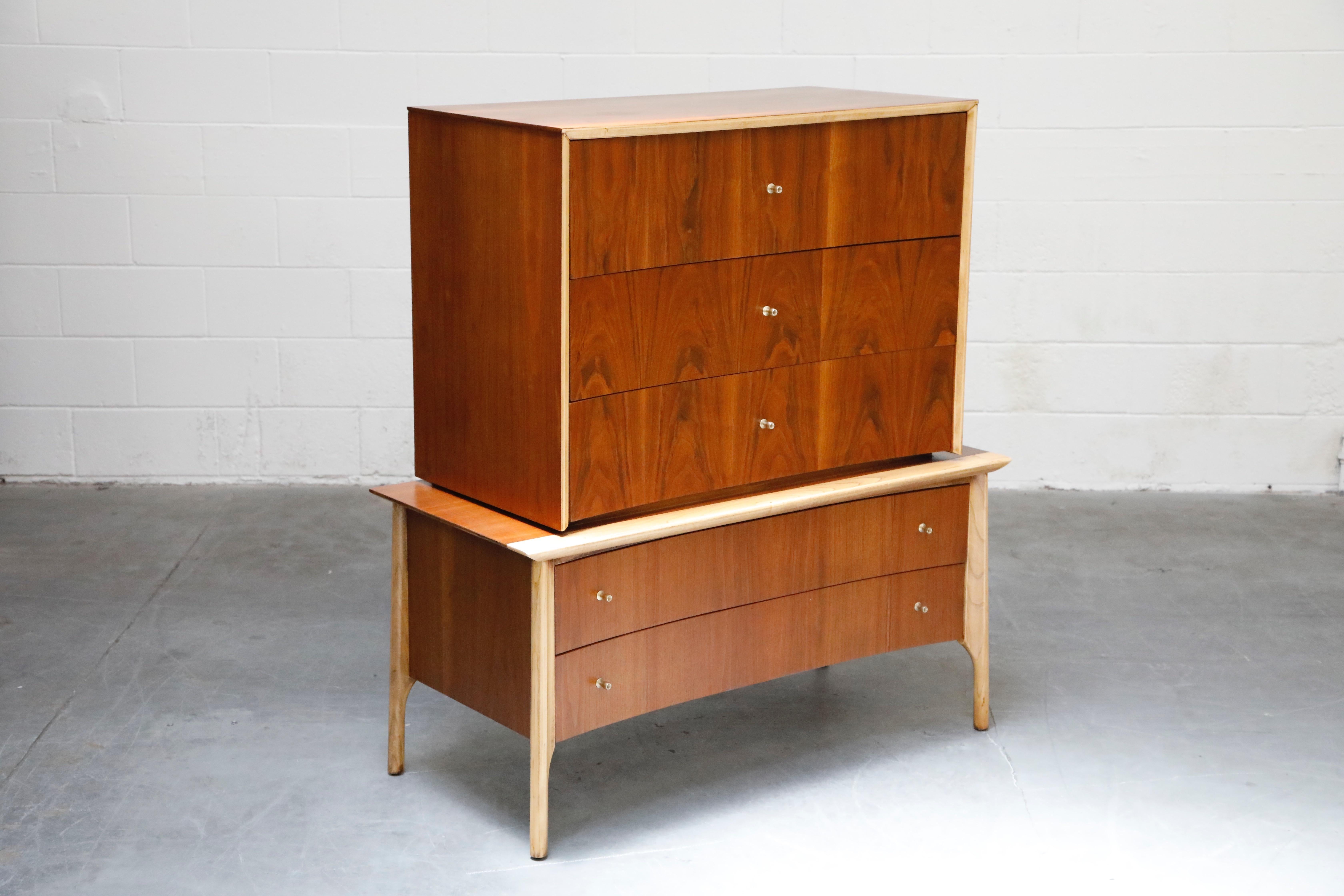 Exotic Two-Toned Scandinavian Modern Sculptural Highboy Dresser, circa 1960 In Excellent Condition In Los Angeles, CA