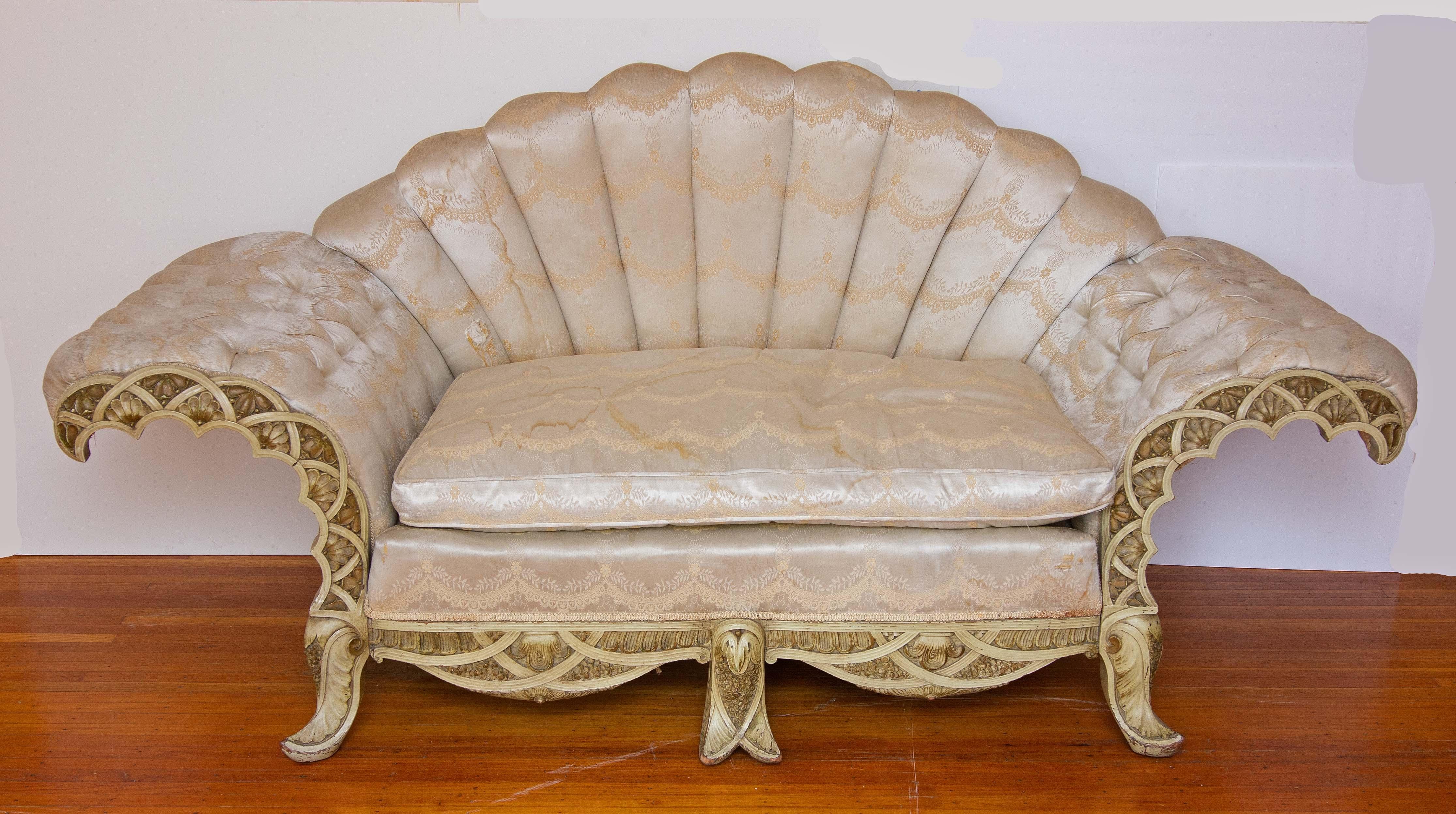 Exotic Venetian sofa. Lavishly carved and painted Venetian sofa. 19th century. Dramatic design. Please, contact us for shipping options.
Presented Joseph Dasta Antiques
 
