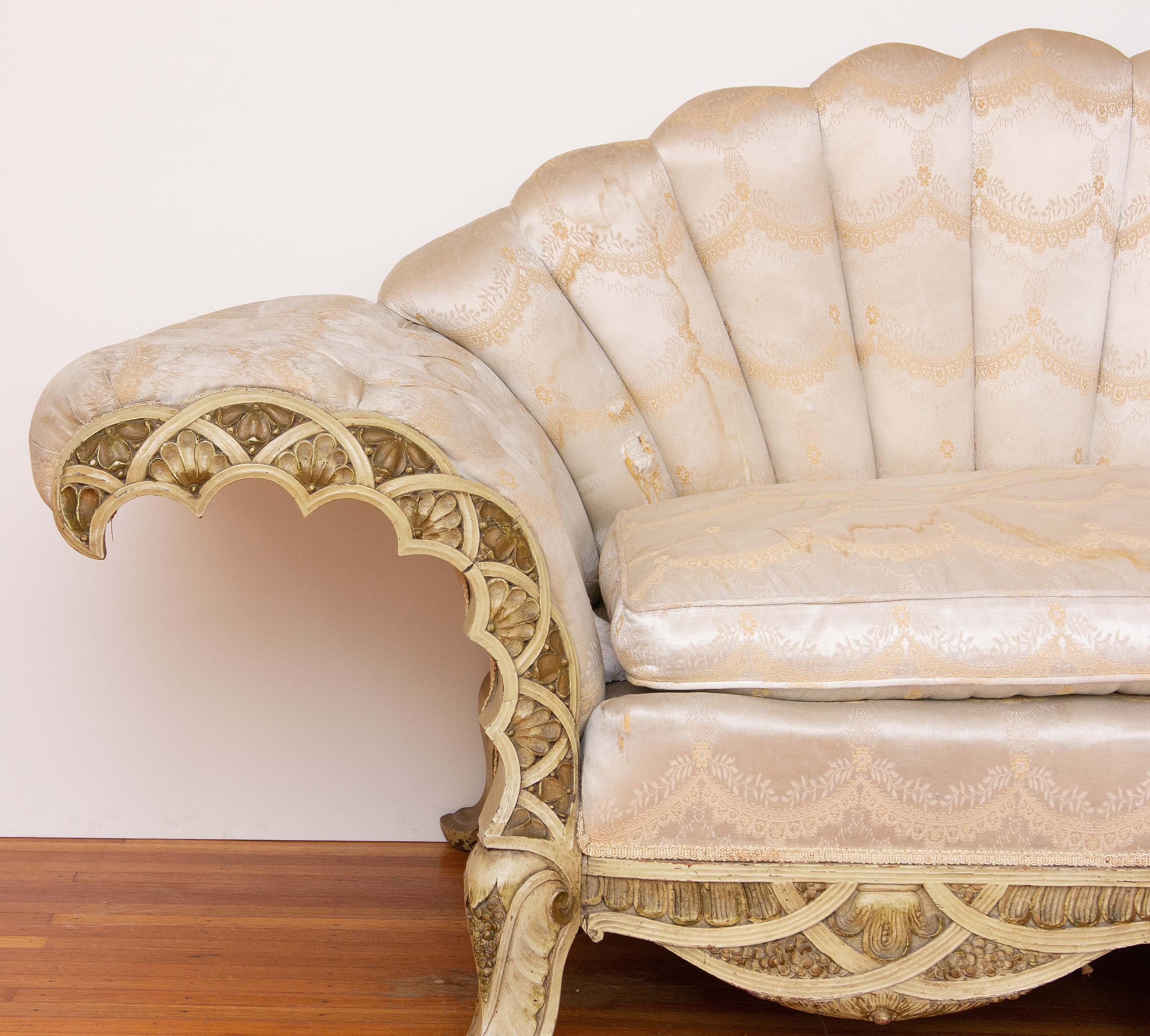 Italian Venetian Fantasy Carved and Painted Sofa  For Sale